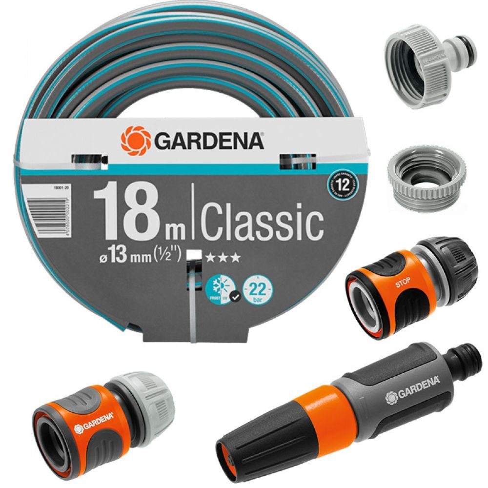 GARDENA Schlauchaufroller Gardena WasserSchlauchset Classic 18 m inkl