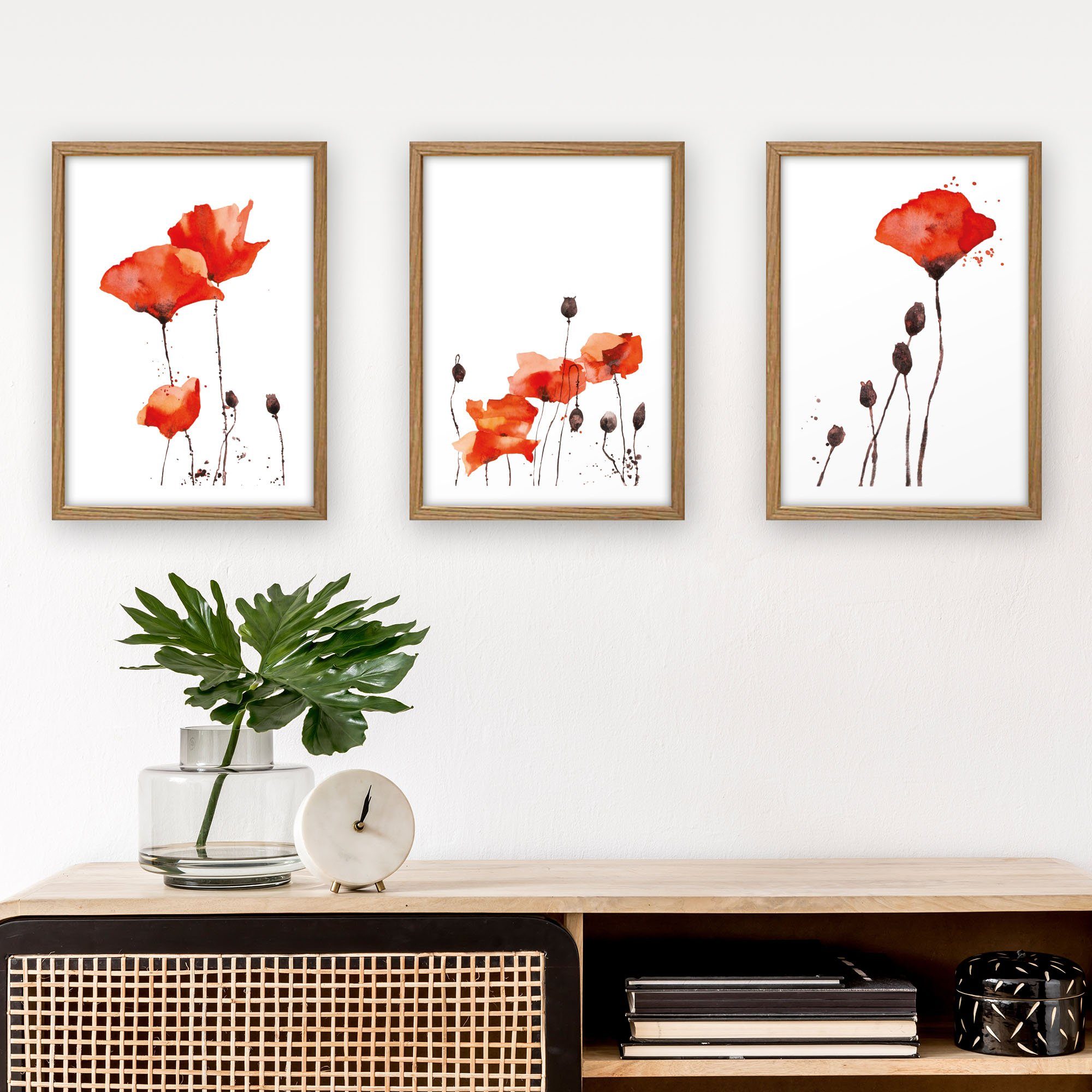 Kreative Feder Poster, Mohnblume, Blüte, Blume, günstig online kaufen