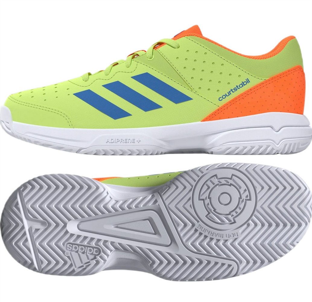 adidas Performance Hallen-Indoorschuhe Court Stabil grün/orange Kinder Badmintonschuh