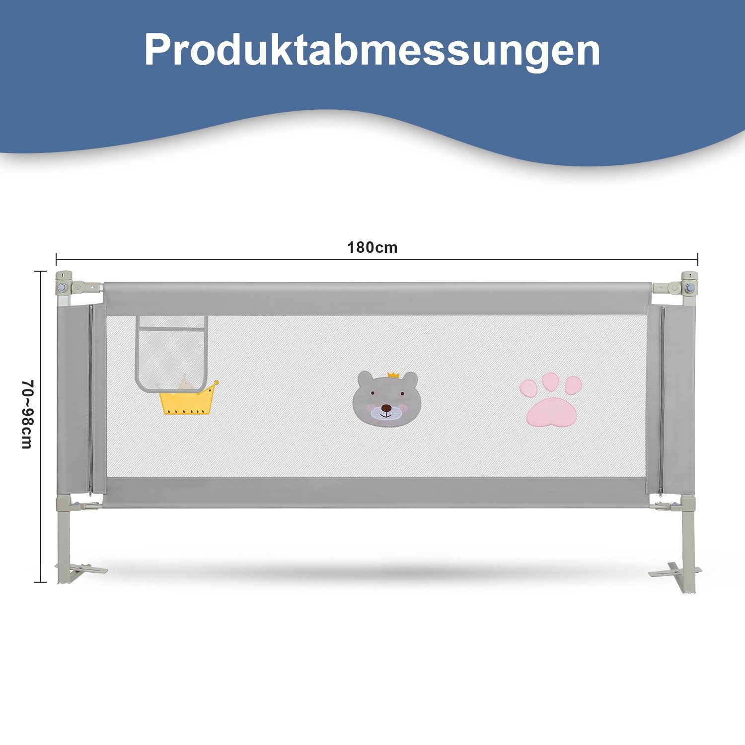 Clanmacy Bettschutzgitter 180CM Bettgitter Kinderbettgitter Babybettgitter günstig online kaufen