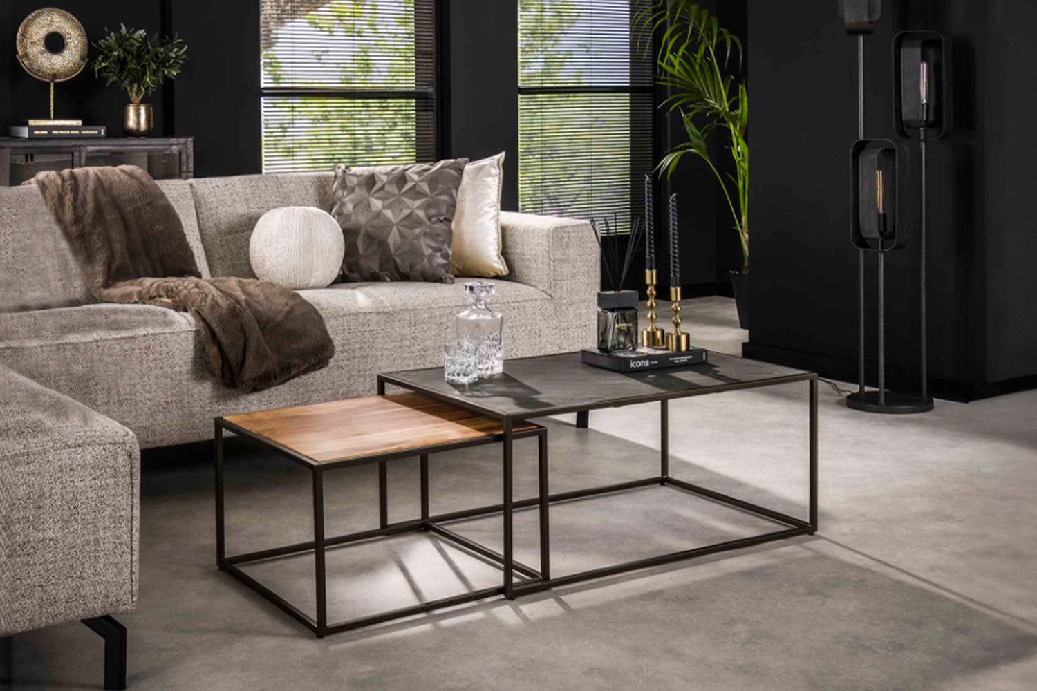 KAWOLA Couchtisch NUKA (Set, 2-St), Schiefer günstig online kaufen