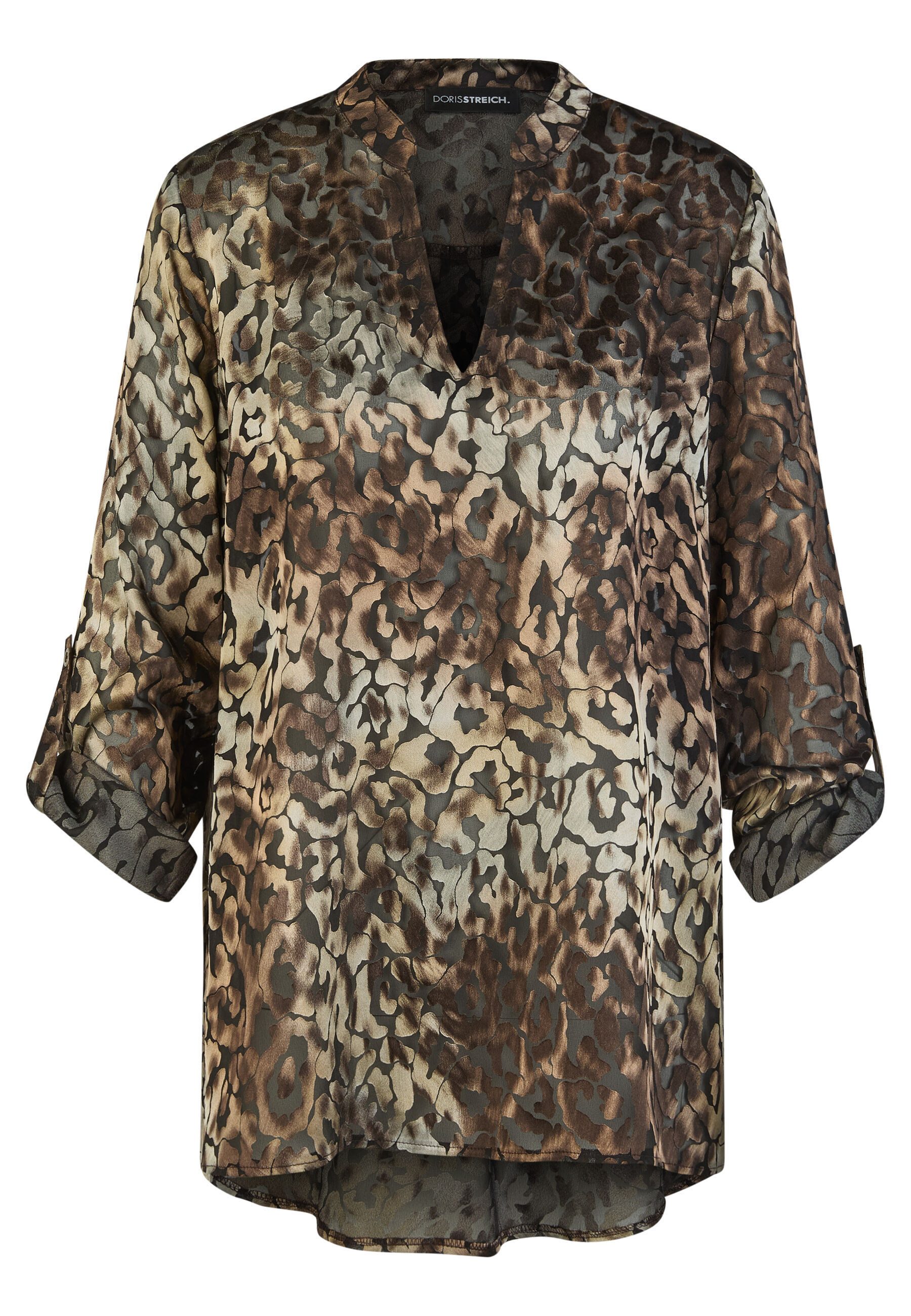Doris Streich Langarmbluse mit partiell transparentem Leo-Print