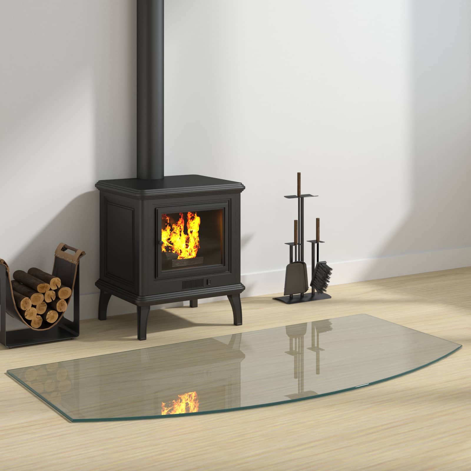 vidaXL Bodenplatte Feuerstelle Glasplatte Transparent 120 x 60 cm Glas, (1-St)
