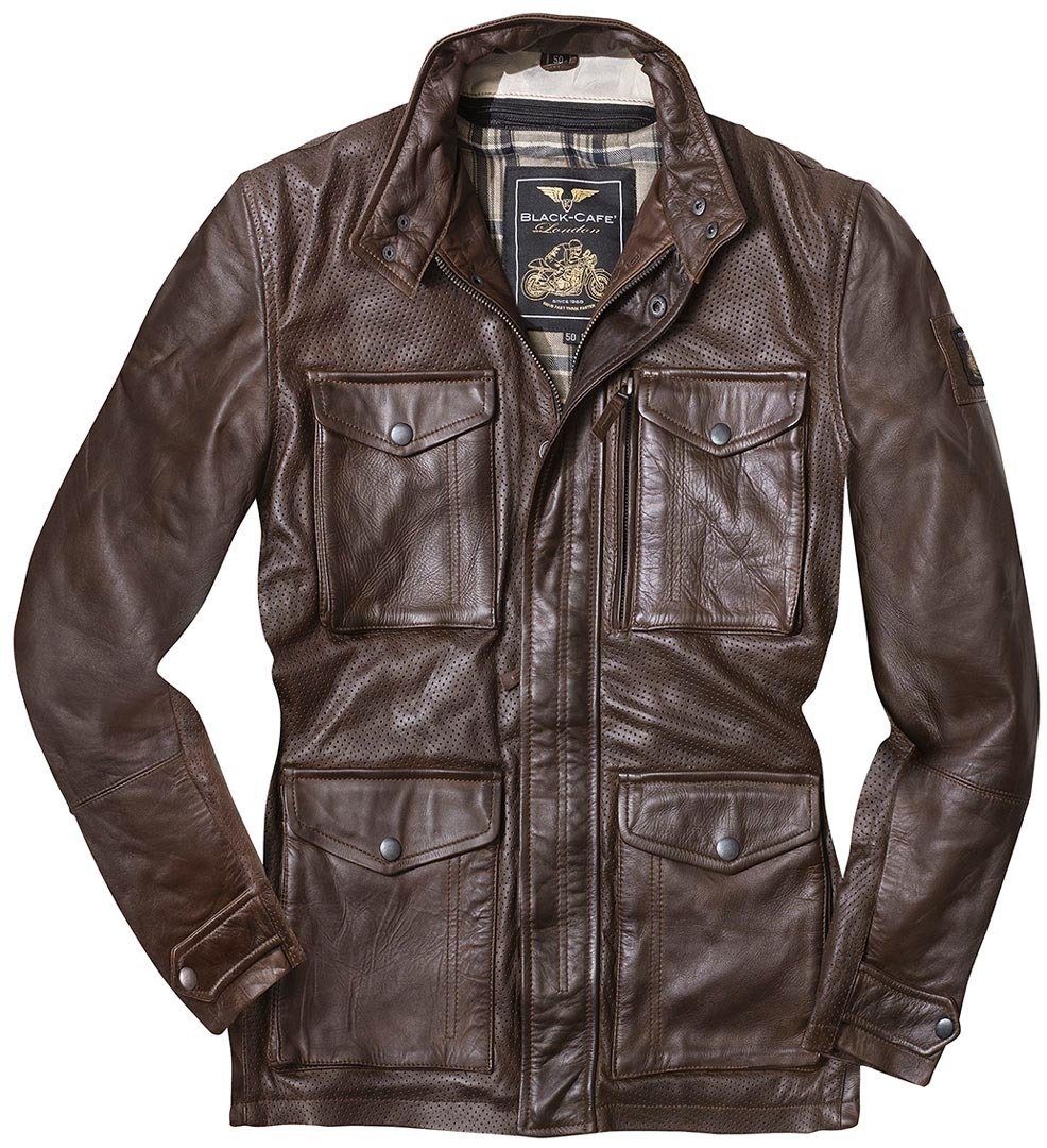 Black-Cafe London Motorradjacke Classic Motorrad Lederjacke Brown