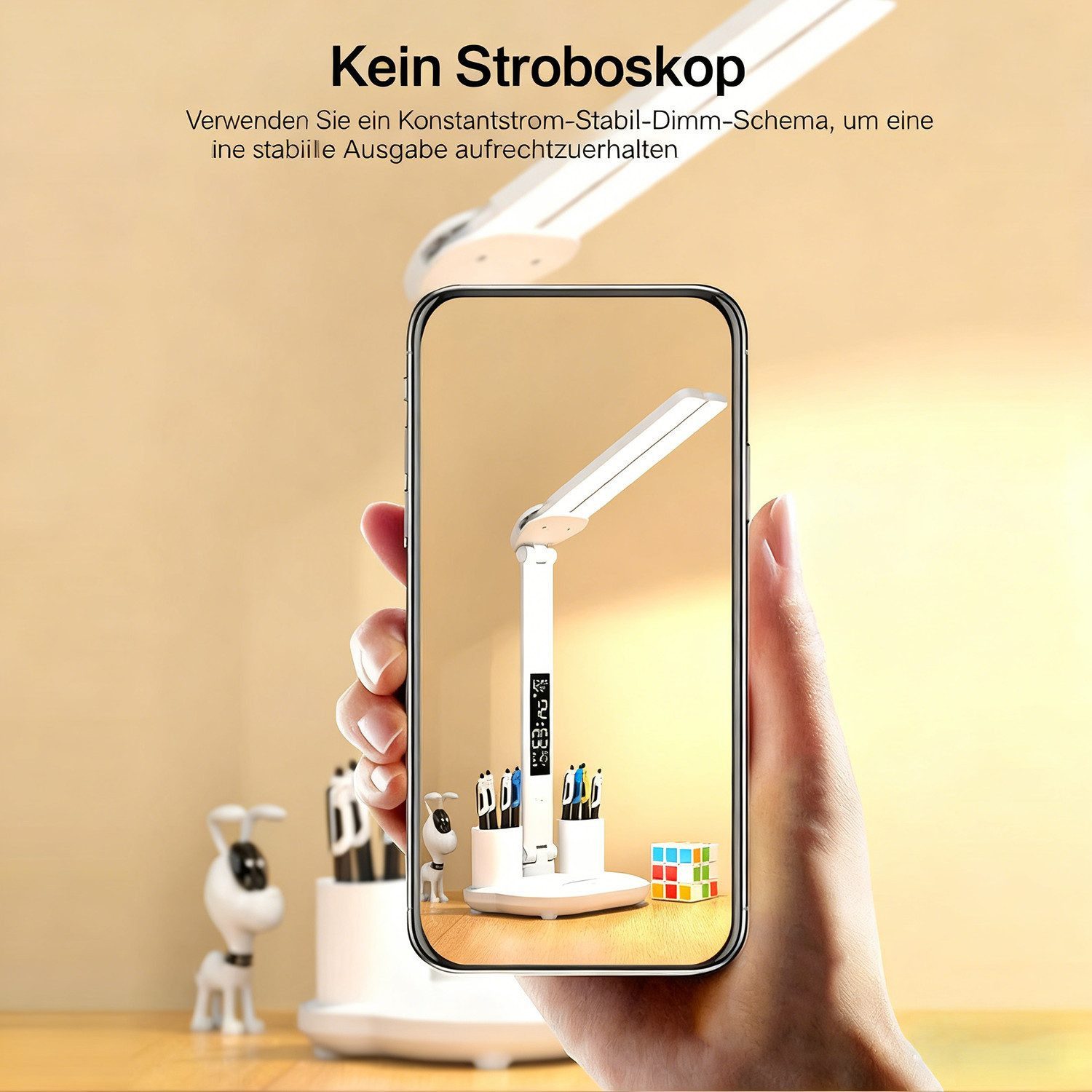 Toomoke LED Schreibtischlampe LED Schreibtischlampe Tischlampe Dimmbar Touch Leselampe 3-Farbige, LED fest integriert, weißes Licht,neutralweißes Licht,warmes Licht, Touch-Steuerung, tragbar, faltbar,Augenschutz, Nachttischlampe
