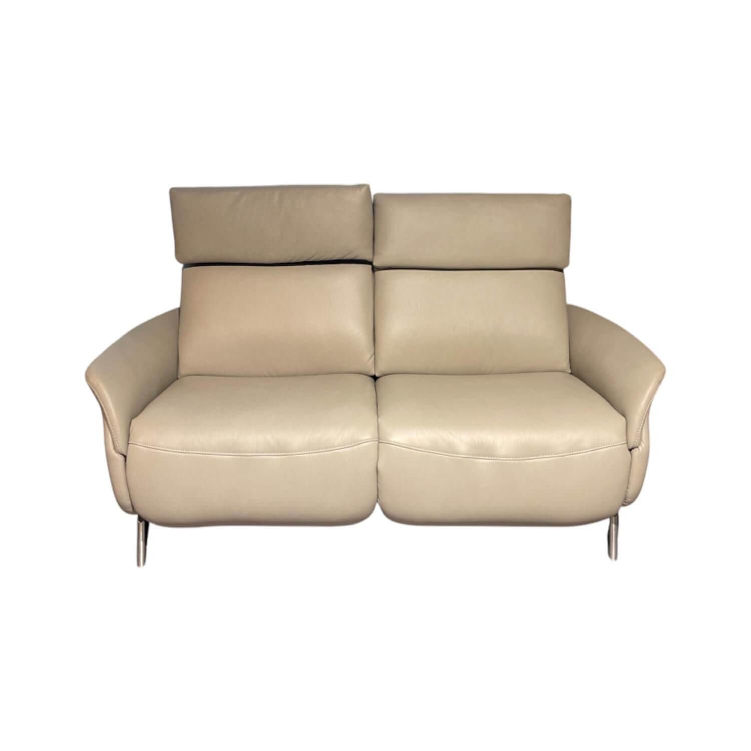 himolla 2-Sitzer Sofa Hans Leder 35 Mariposa Opal Beige Metallfuß