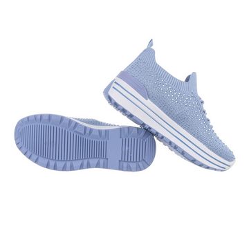 Ital-Design Damen Low-Top Freizeit Sneaker Flach Sneakers Low in Blau