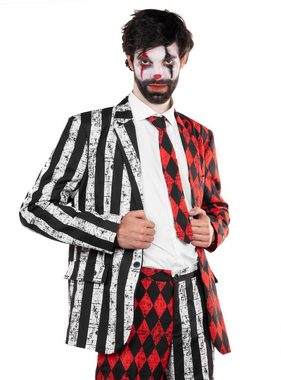 Opposuits Partyanzug Twisted Circus Horror Clown Kostüm, Clown geht auch in cool: Herrenanzug im leicht aus der Rolle fallenden