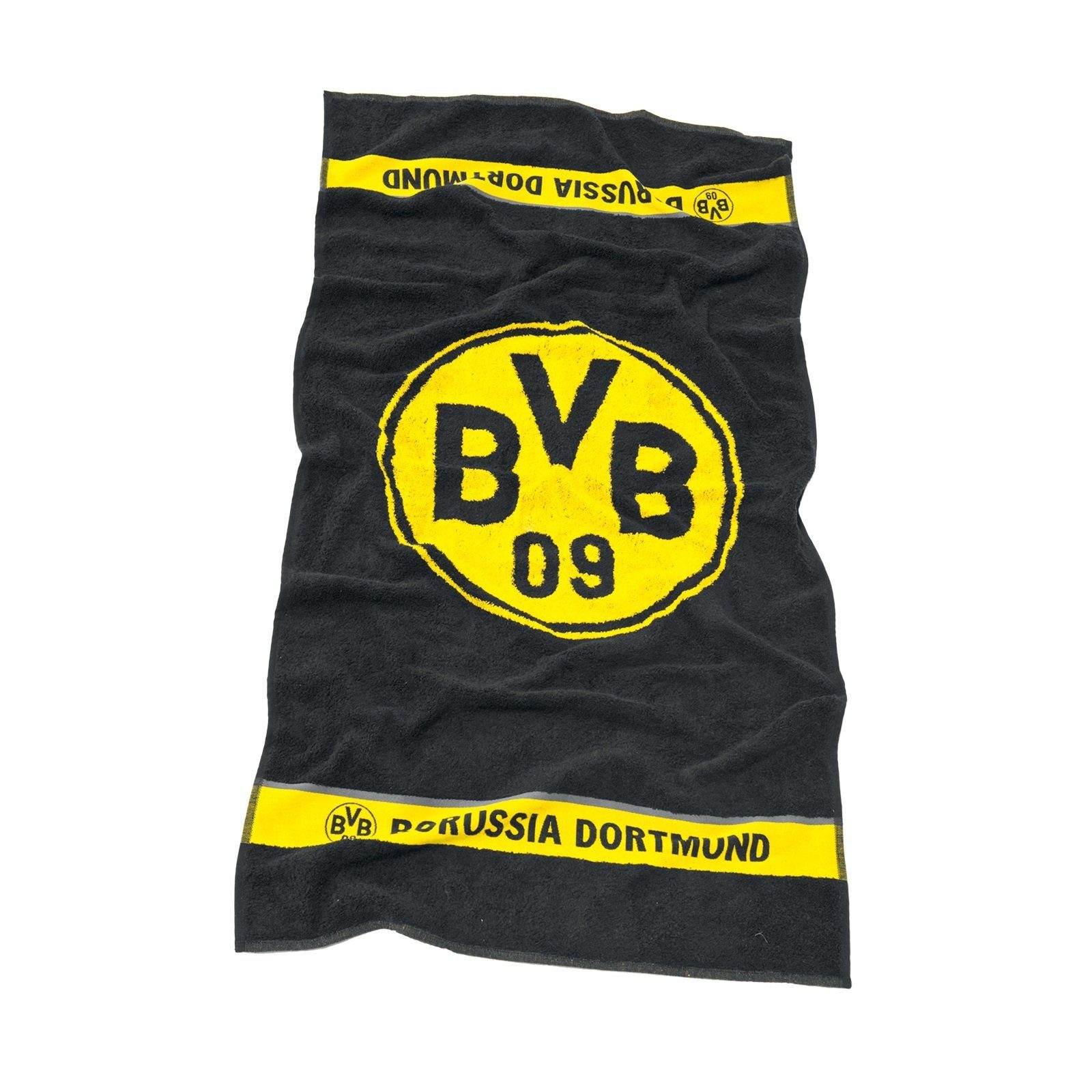 BVB Duschtuch BVB-Duschtuch Emblem 70x140 cm, Baumwolle (Set, 1-St), Mit gewebter Bordüre