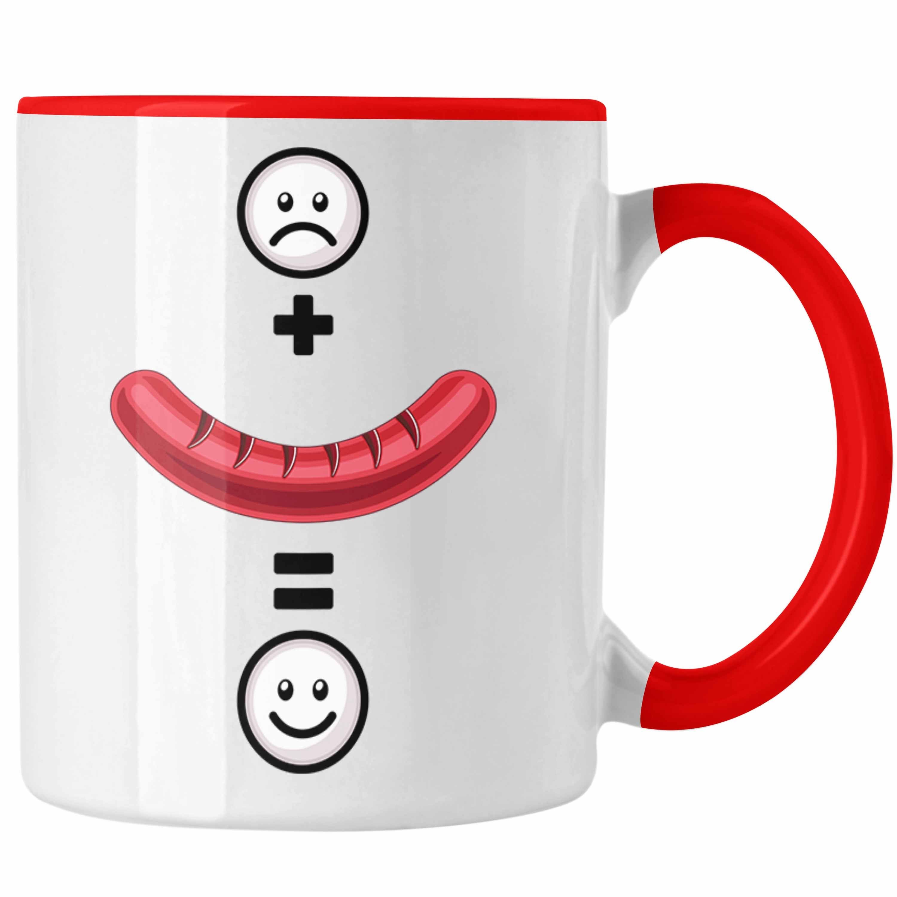 Gesche Tasse Tasse für Lustige Wurst Griller Wurst Trendation :(Wurst) Geschenk Rot