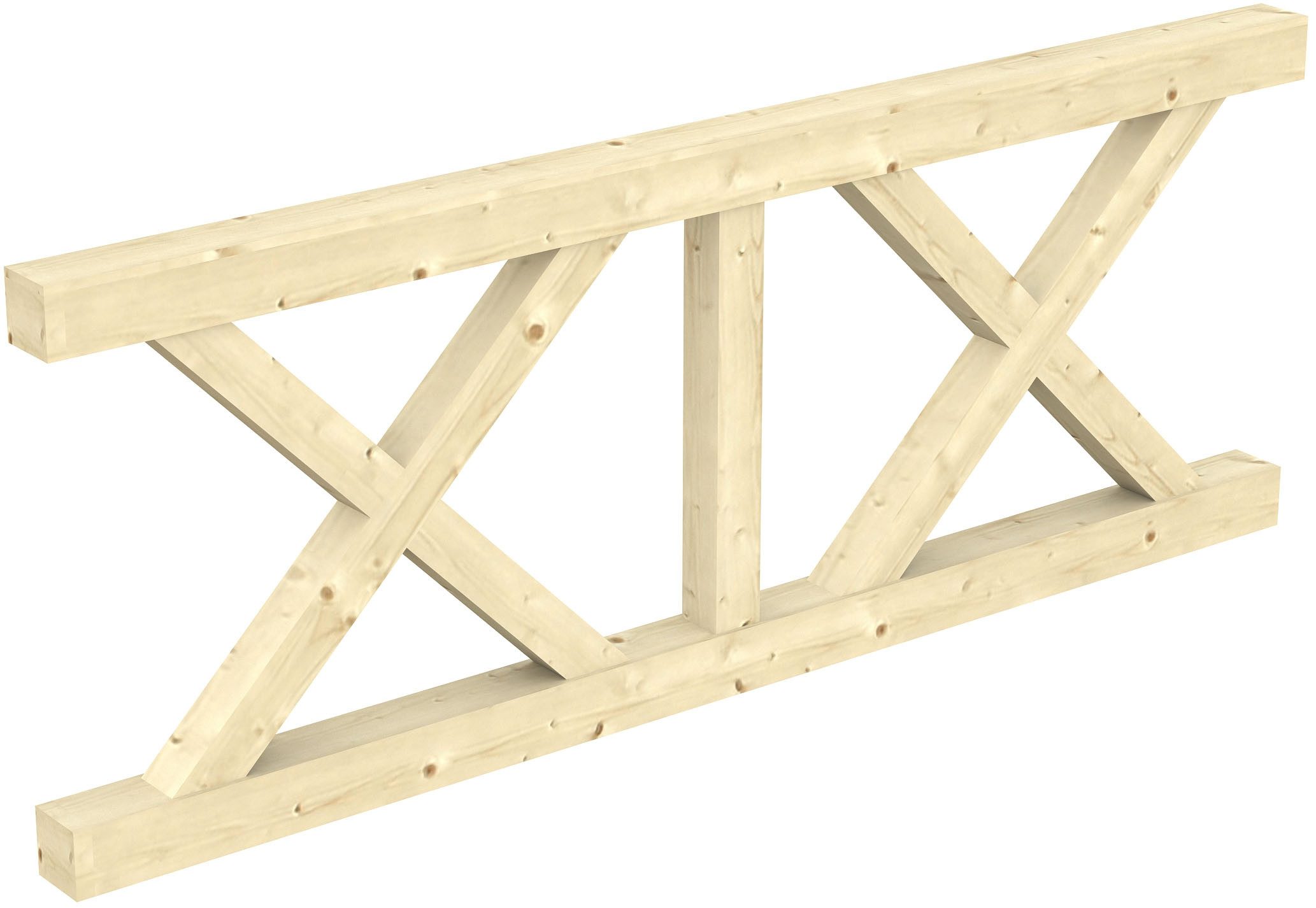 Skanholz Brüstungsgeländer Andreaskreuz, 220 cm Länge, 84 cm Höhe, für die Front