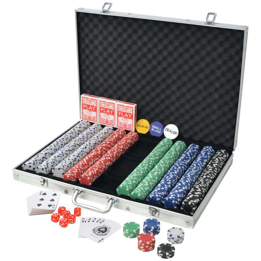 vidaXL Spiel Poker Set mit 1.000 Chips Aluminium