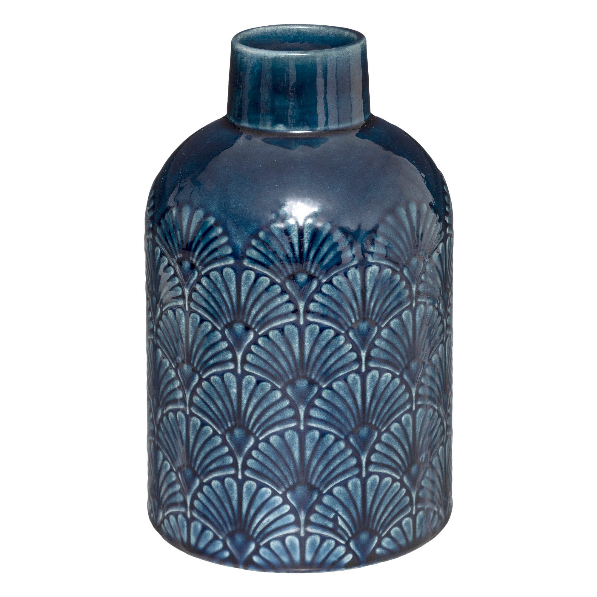 Atmosphera Créateur d'intérieur Dekovase Dekorativer Vintage-Vase mit Verzierung, Ø 12,5 cm x 21 cm, aus