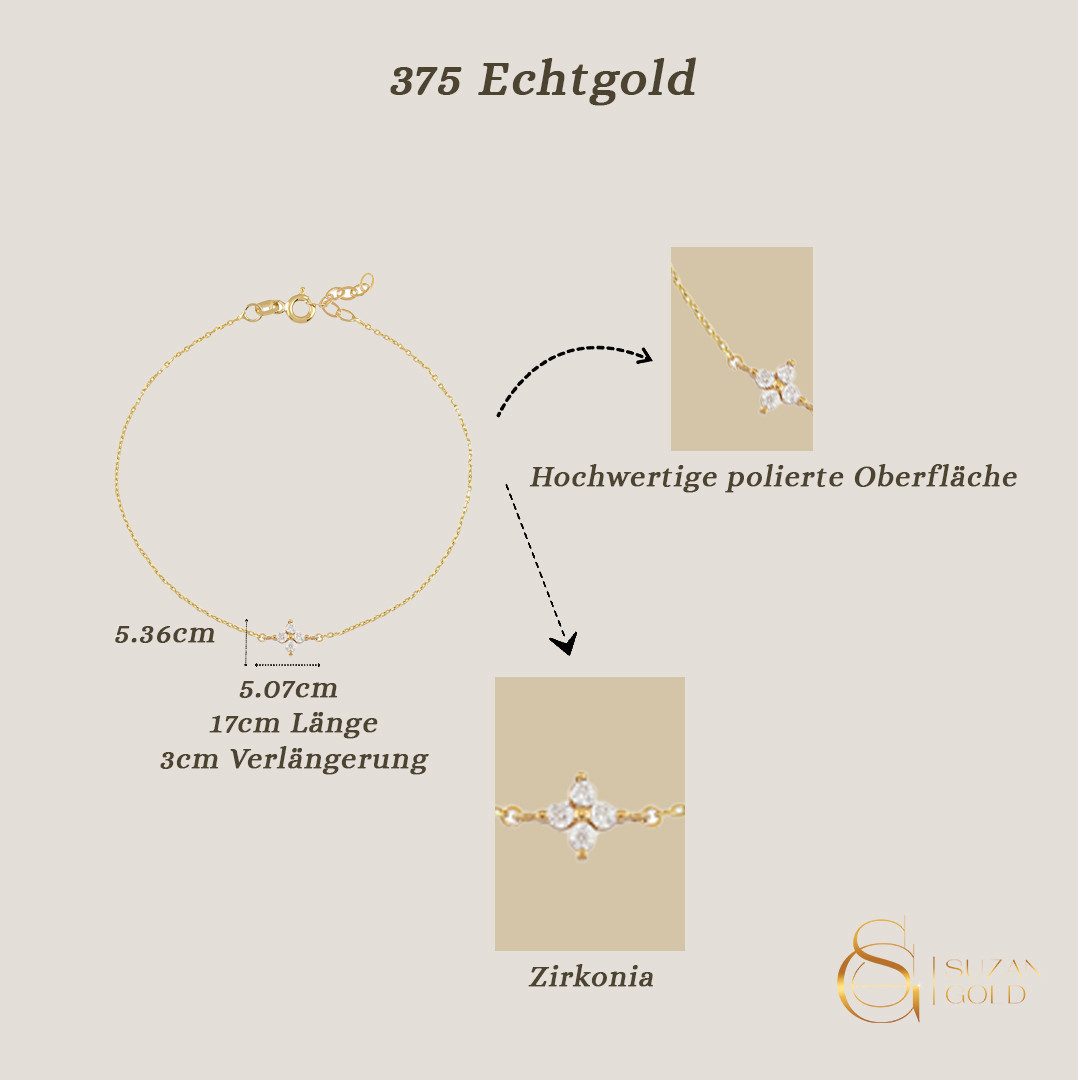 Suzan Gold Charm-Armband Stellaria – 375er Echtgoldarmband mit Zirkonia-Ste günstig online kaufen
