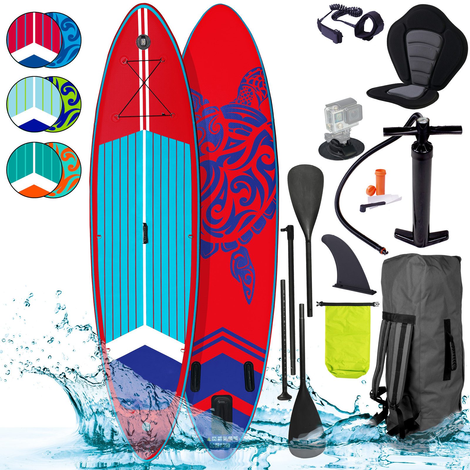 BRAST SUP-Board SUPER Set, Aufblasbares Stand up Paddle, 320x81x15cm, extra Zubehör, 5 Jahre Garantie, inkl. Fußschleife Paddel Rucksack Pumpe