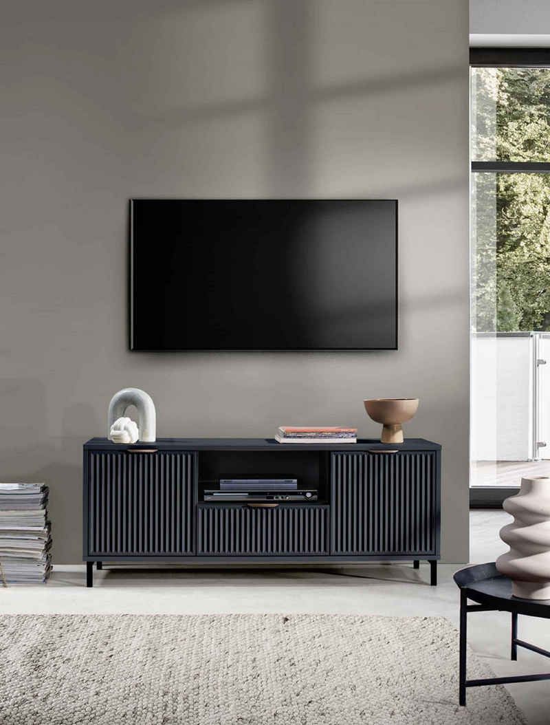 Furnix TV-Board TV-Kommode LINKI LS3 in Industrial, Loft-Design Blickfang, mit 2 Двері und 1 Schublade, B135 x H55,6 cm x T40,6 cm