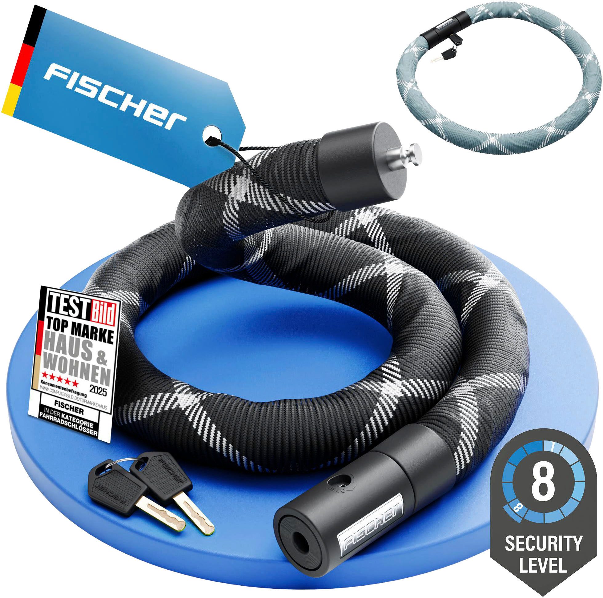 FISCHER Fahrrad Kettenschloss Kettenschloss SILENCE CK100/32 schwarz