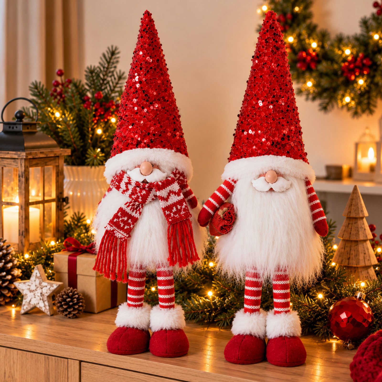 Koopman Wichtel Weihnachtswichtel Weihnachtsfigur Weihnachten 50cm 2er Set (Set, 2 St., Packung), Wichtel, 2 versch. Motive, 50x16x9cm, Weihnachten