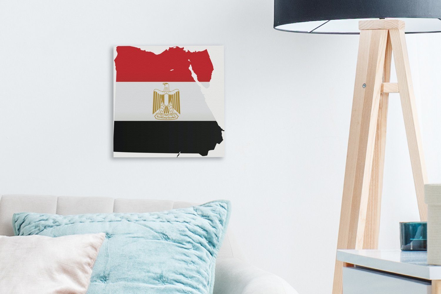 Illustration (1 ägyptischen der für von Karte der Bilder Leinwandbild Leinwand OneMillionCanvasses® Flagge, mit Schlafzimmer Ägypten St), Wohnzimmer