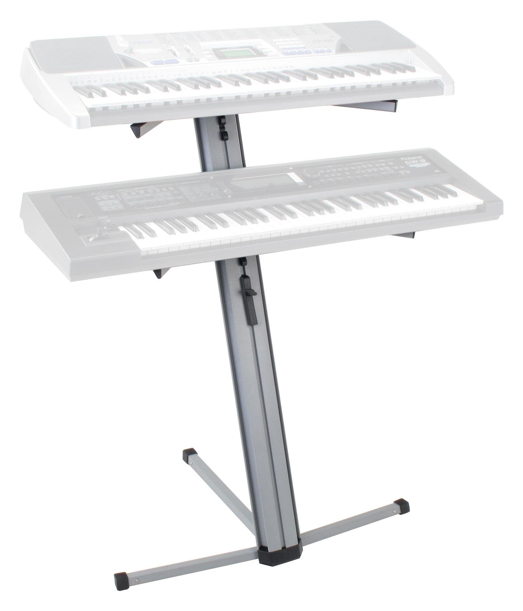 Classic Cantabile Keyboardständer KS-100 Doppel-Keyboardständer Silber, (inkl. Anschluss für Mikrofonarm), Doppel-Keyboardständer - Keyboardstativ mit 25 kg Tragkraft pro Ebene