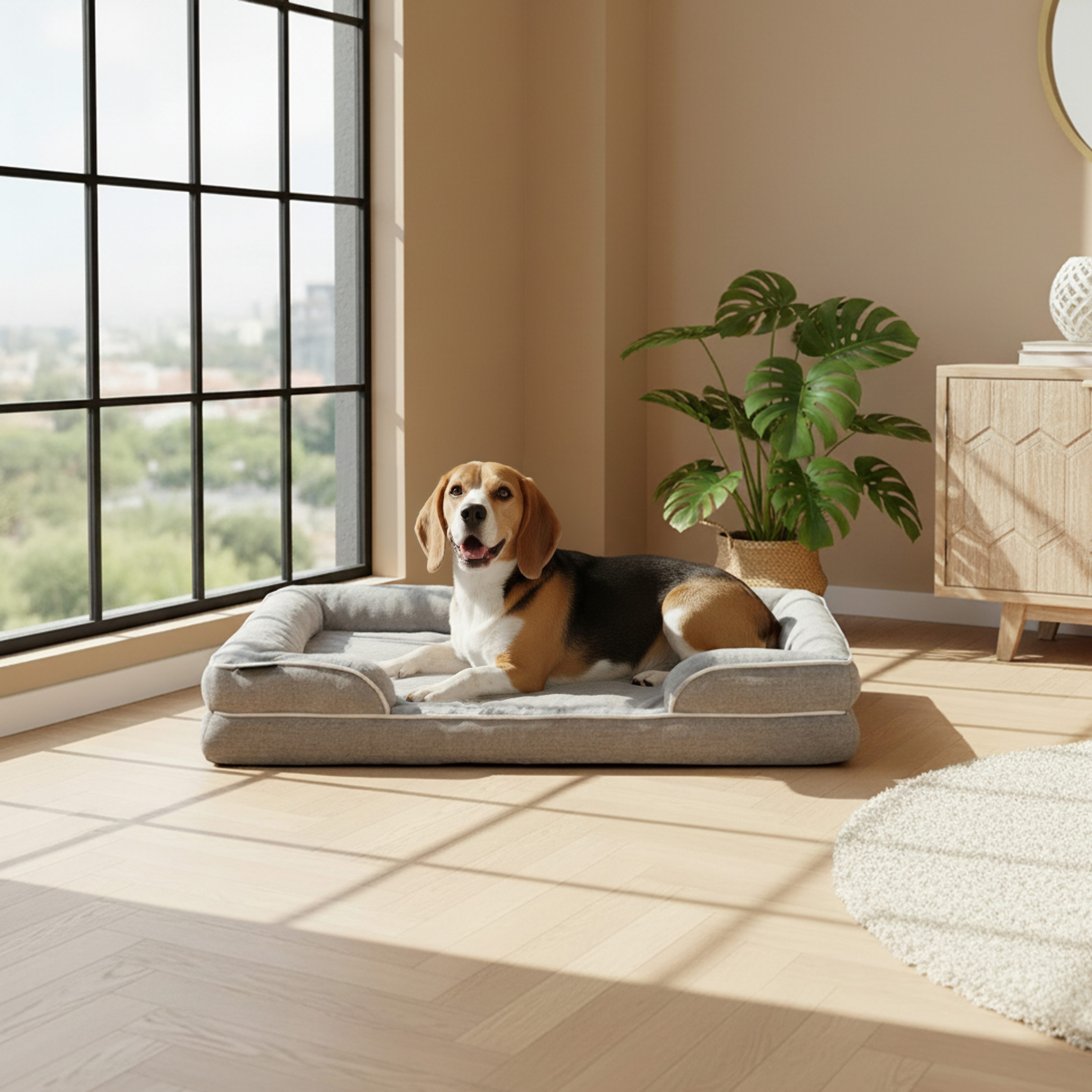 belviona Hundebett orthopädisch & wasserabweisend, Leinenimitat & Flanell, gelenkschonend mit Memoryfoam