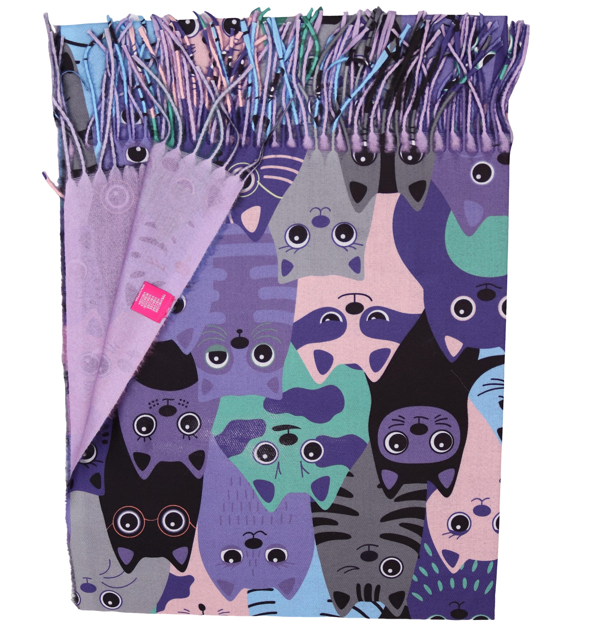 MIRROSI Modeschal weicher und warmer Schal Katzen Muster mit Fransen, 70x18 günstig online kaufen