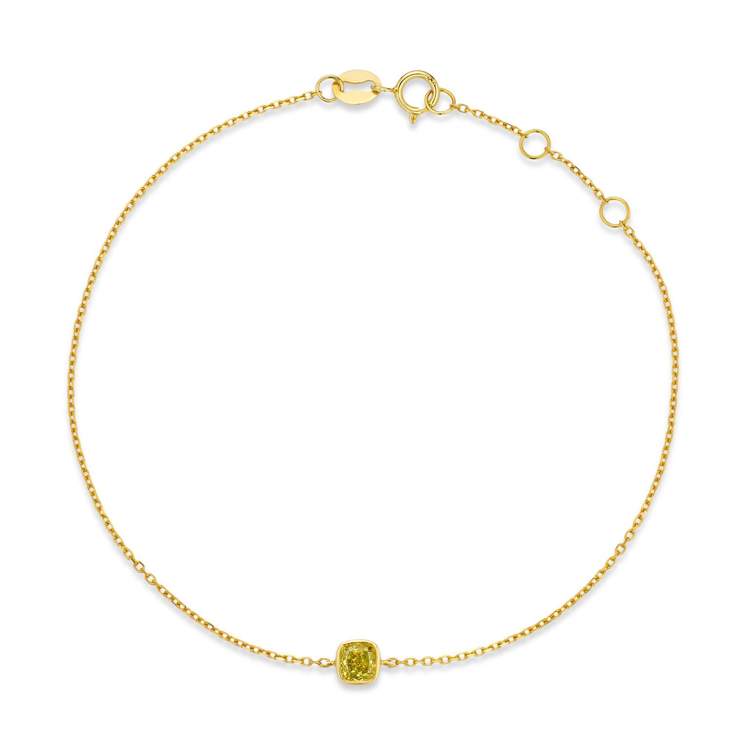 Sternvoll Goldarmband Fancy Yellow Diamant Armband, IGI-zertifiziert, Solitär, 18K Weißgold, Lünettenfassung