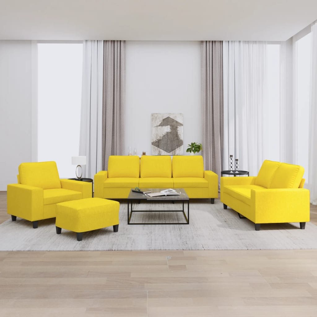 vidaXL Sofa 4-tlg. Sofagarnitur Hellgelb Stoff günstig online kaufen