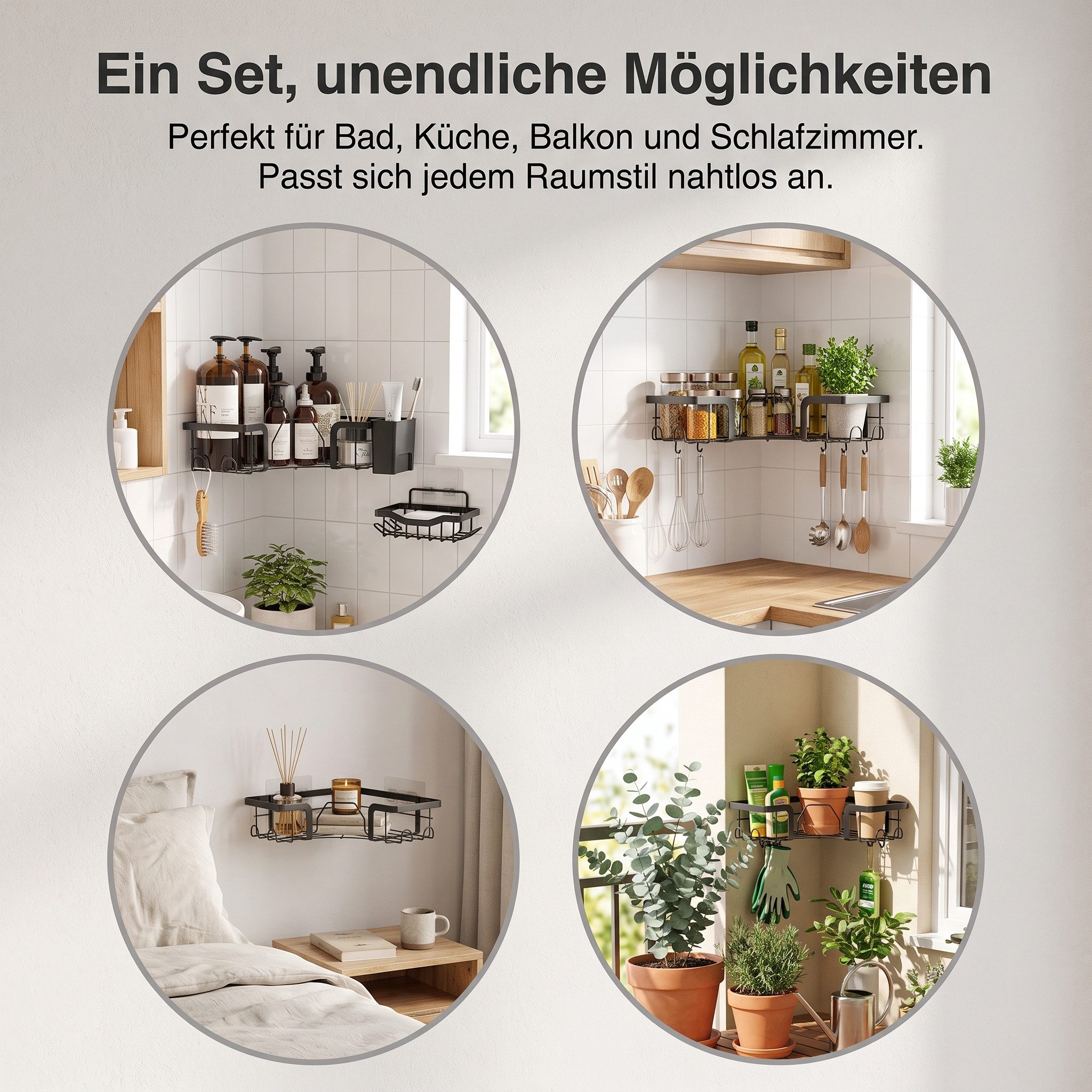 AIMAX Duschablage Duschregal Ecke ohne Bohren Edelstahl 2er Set Schwarz