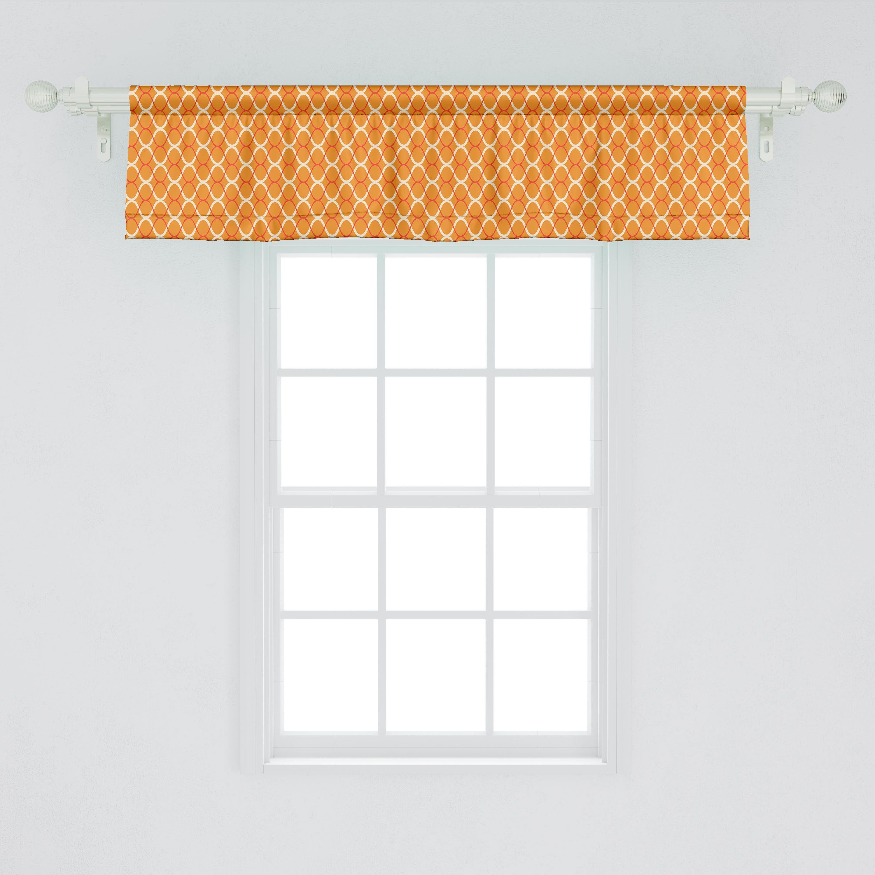 Streifen Dekor Vorhang Abakuhaus, für Classic Retro gewellte Scheibengardine Volant Microfaser, Schlafzimmer Stangentasche, Küche mit Jahrgang