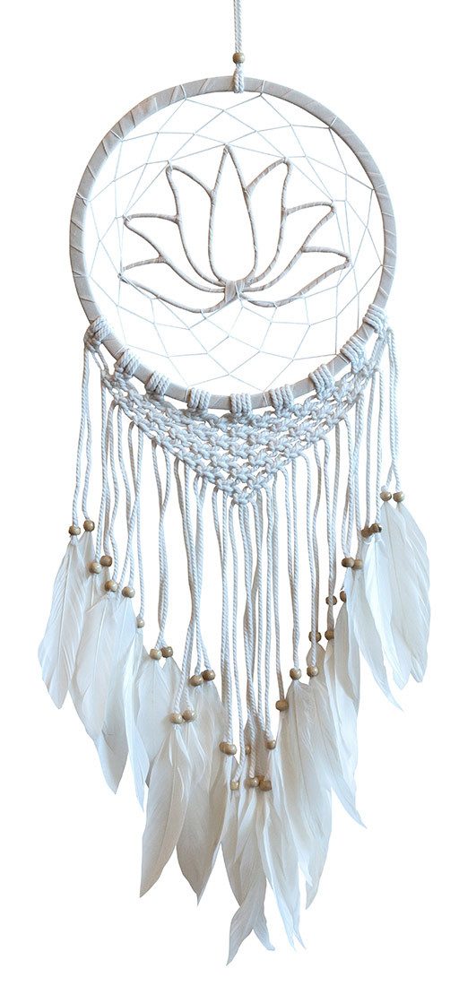 Saraswati Traumfänger Traumfänger "Lotus" (26cm) mit Makramee und Holzperlen, beige 26x80cm