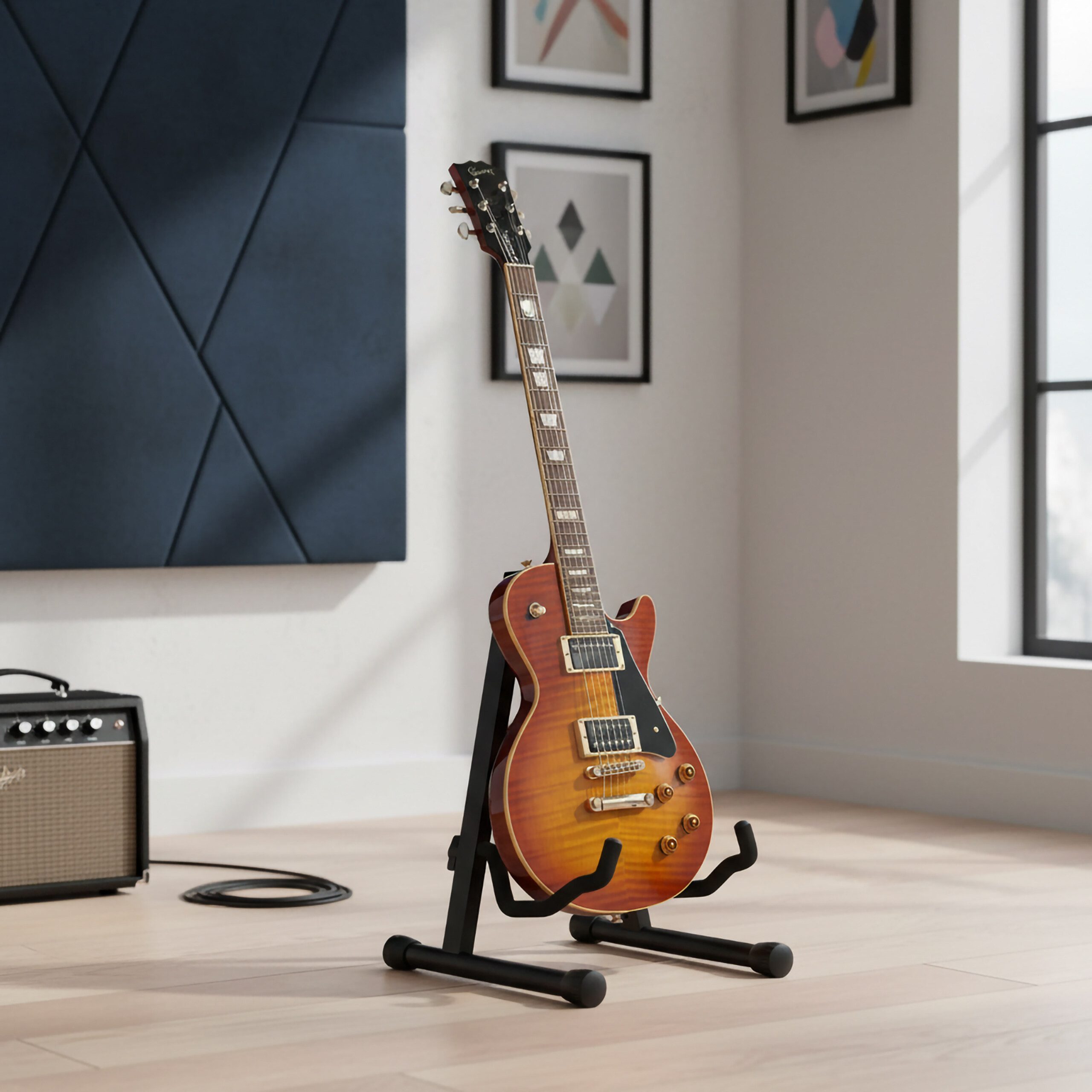 relaxdays Gitarrenständer Faltbarer Gitarrenständer, schwarz