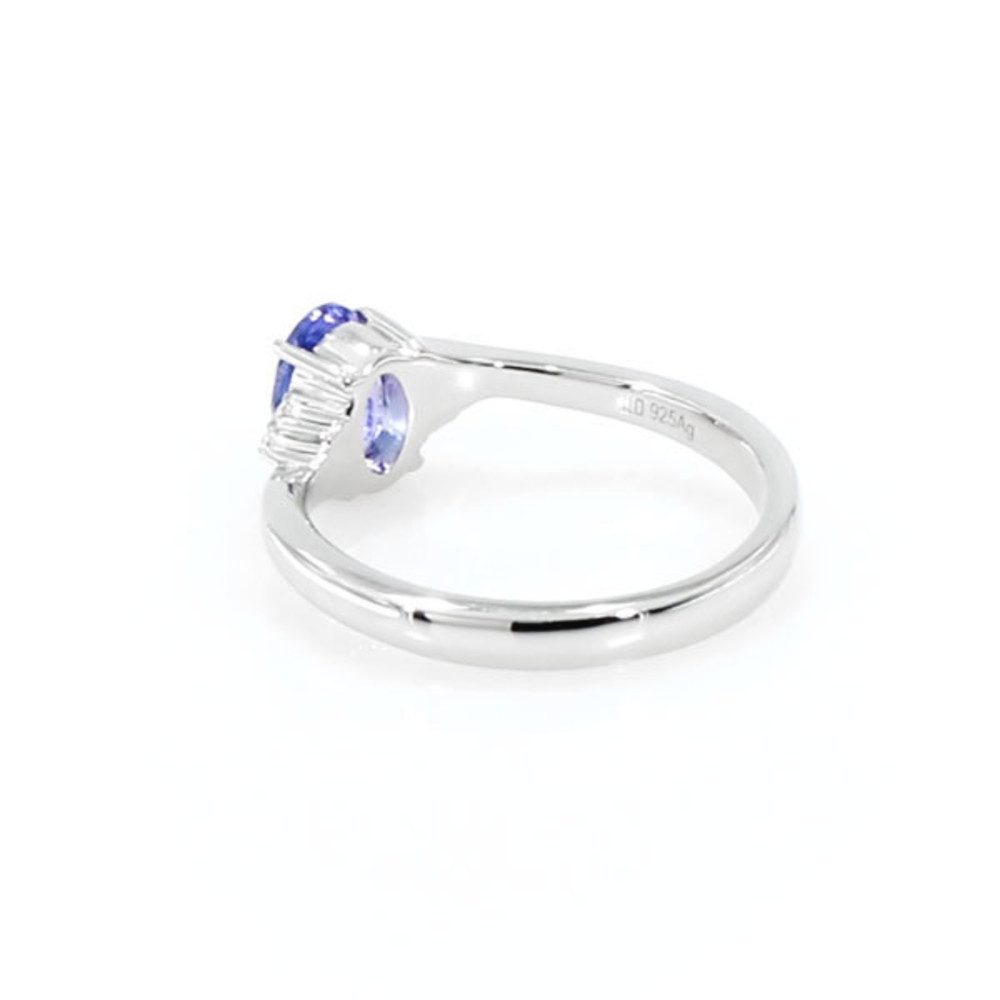 Cavill Silberring Tansanit Ring 0,79 ct Oval, 6 Zirkone, 925 Silber platin (1-tlg)