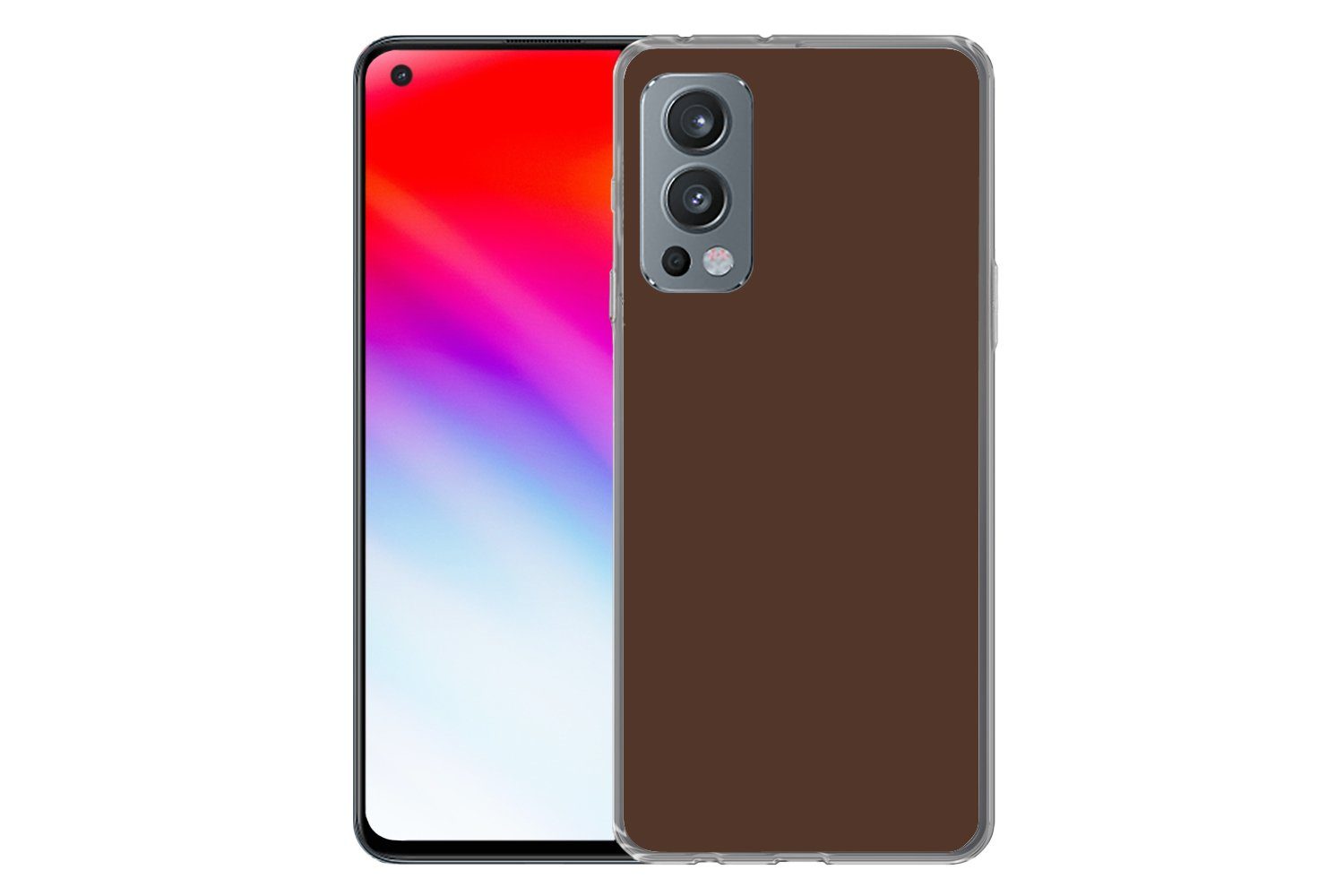 MuchoWow Handyhülle für OnePlus Nord 2 5G Braun - Dunkel - Farben, Phone Case, Silikon, Schutzhülle Dünn