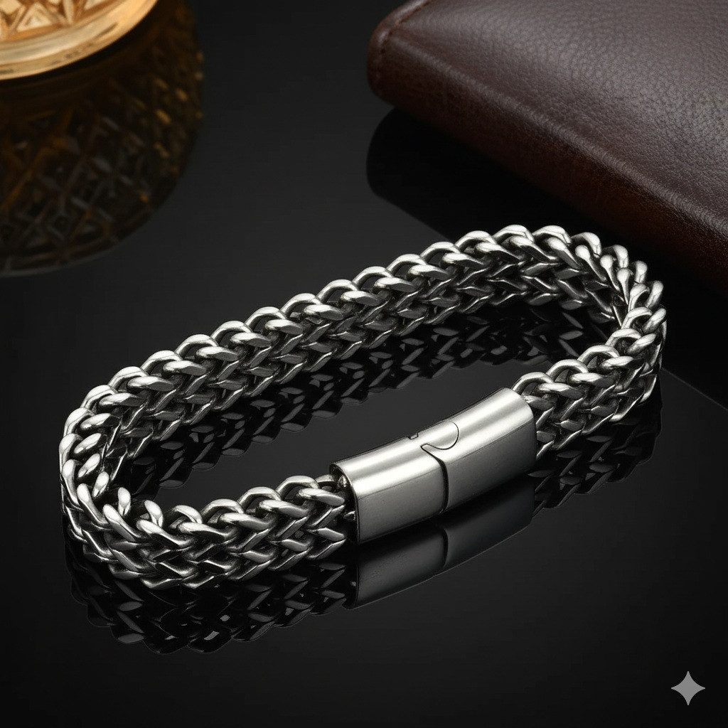 Taffstyle Armband Edelstahl Armband 8mm magnetischer Verschluss Fuchsschwanz (Geometrisch gewebtes Armband aus Chirurgenstahl mit Magnetverschluss), Ideal für den Alltag, Business und besondere Anlässe