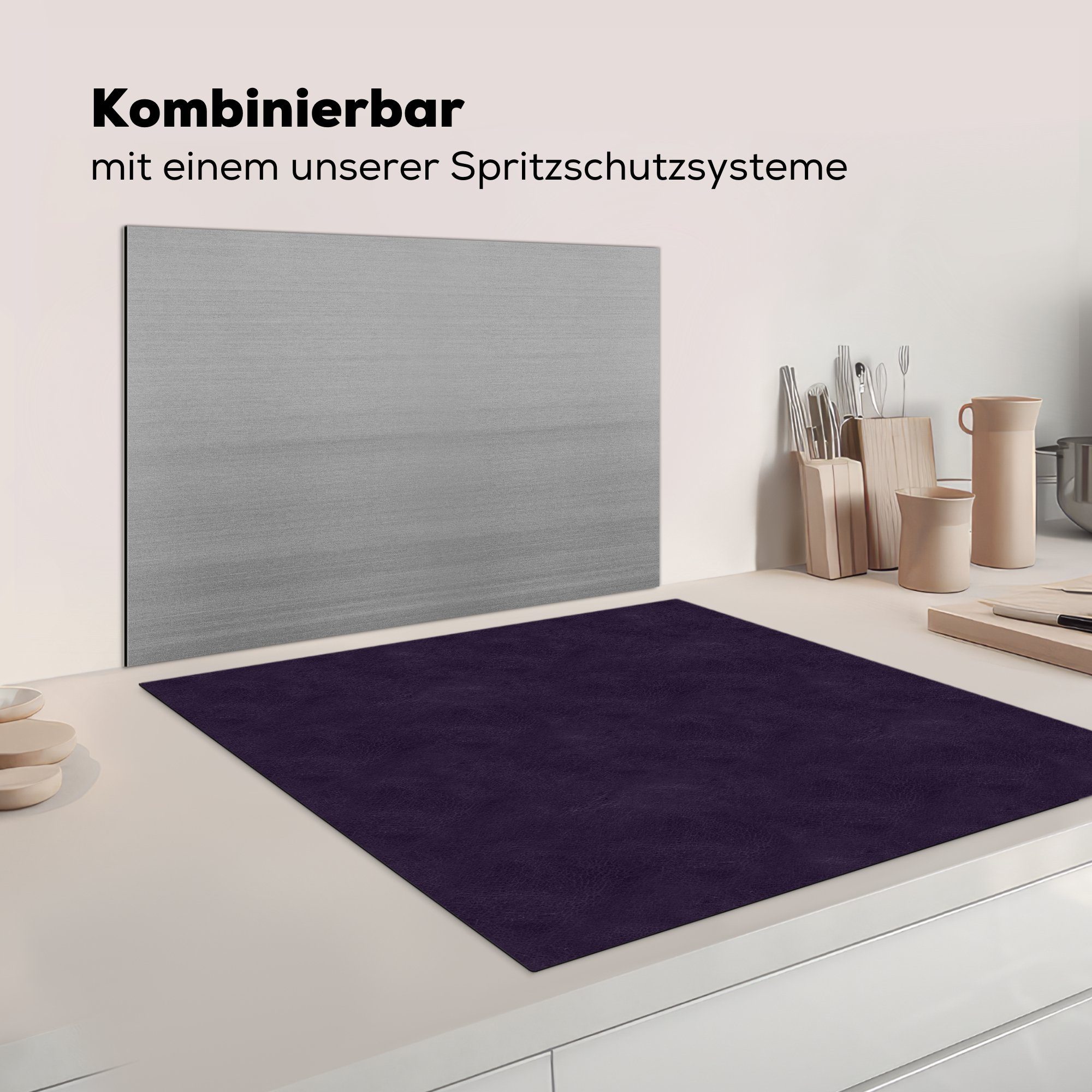 (1 Herdblende-/Abdeckplatte Ceranfeldabdeckung, Vinyl, für Tiere, MuchoWow Leder - - tlg), Induktionsschutz Struktur küche - 78x78 cm, Arbeitsplatte