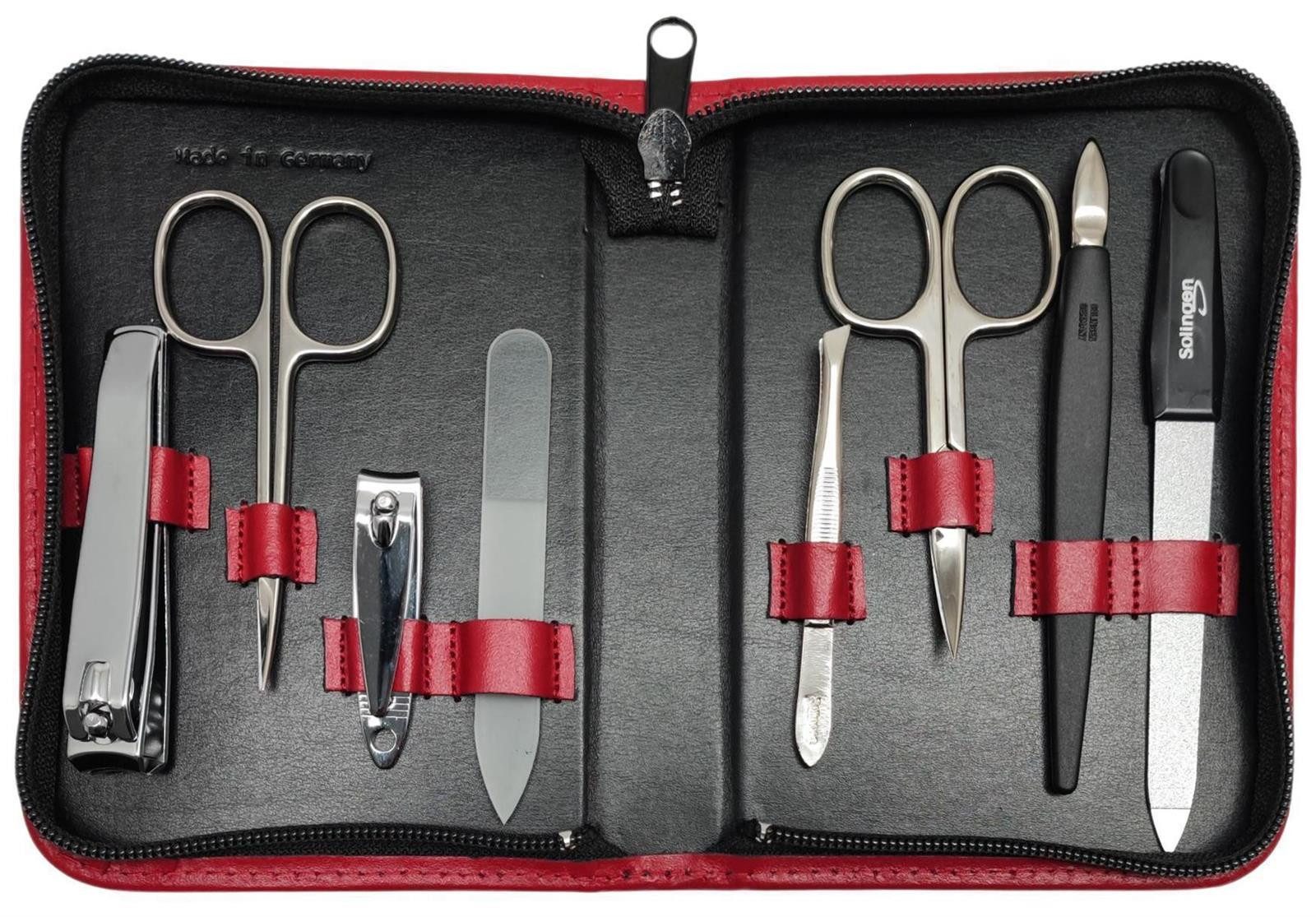 EloModa Maniküre-Kosmetik-Etui 8-teiliges Maniküre-Set Echtleder Etui · Solingen Instrumente · Made, 8 tlg., Made in Germany