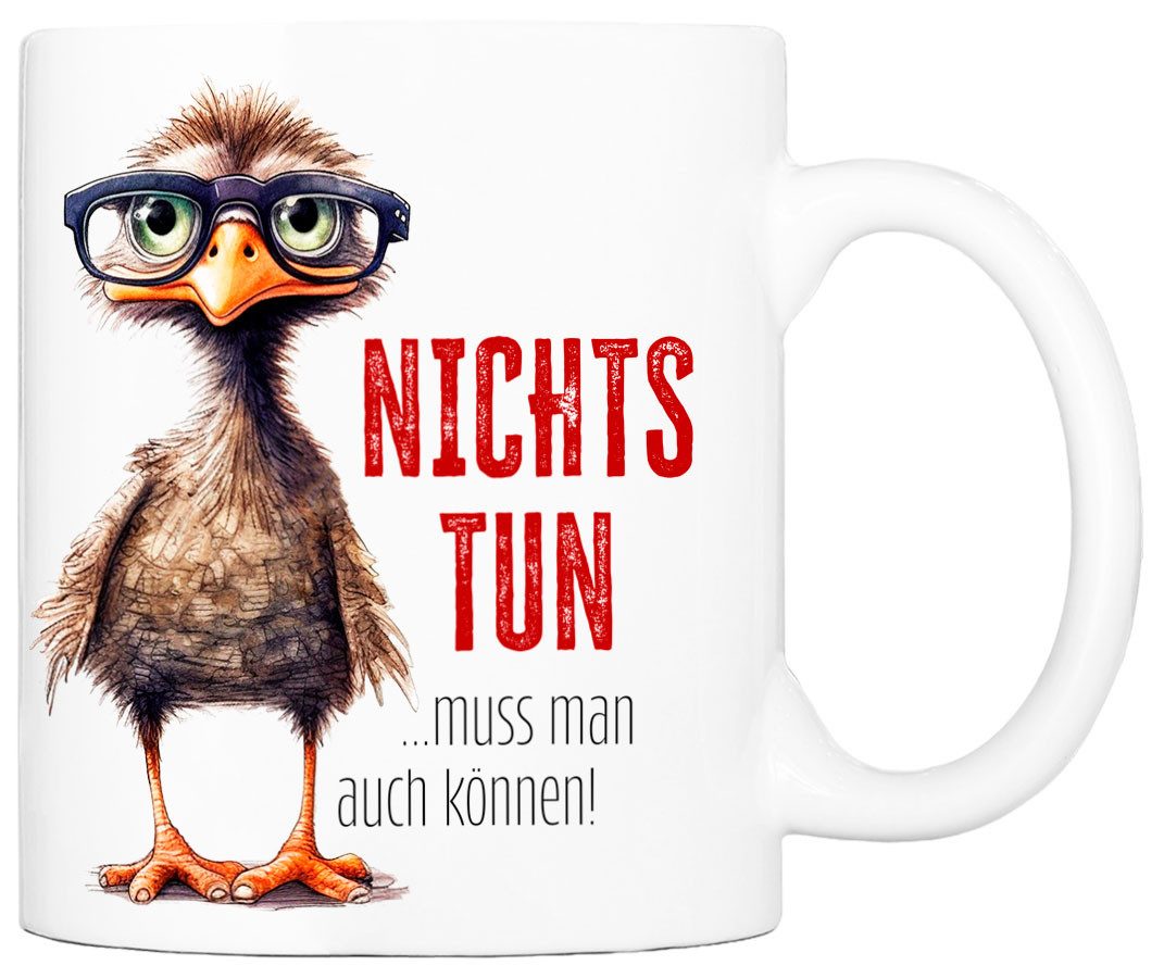 Cadouri Tasse mit Spruch NICHTSTUN Kaffeetasse Büro Arbeit, Geschenk, Keramik, Kaffeebecher, Geschenkidee Arbeitskollege, lustig, Humor, 330 ml