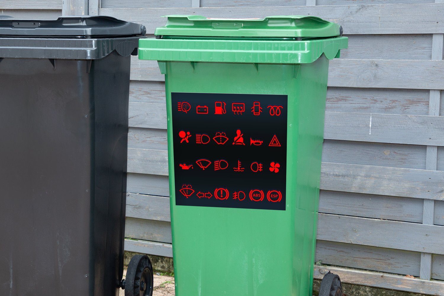 Symbole Armaturenbrett der Mülleimer-aufkleber, Mülltonne, einem (1 MuchoWow dem Wandsticker Abfalbehälter St), in roten Illustration auf Sticker, Container, Auto
