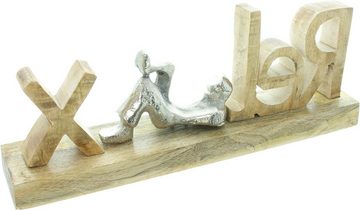 Dekoleidenschaft Deko-Schriftzug "Relax" aus Mangoholz & Aluminium, 32 cm breit, Deko Aufsteller, Buchstaben, Tischdeko, Wohnzimmer Dekoration aus Holz