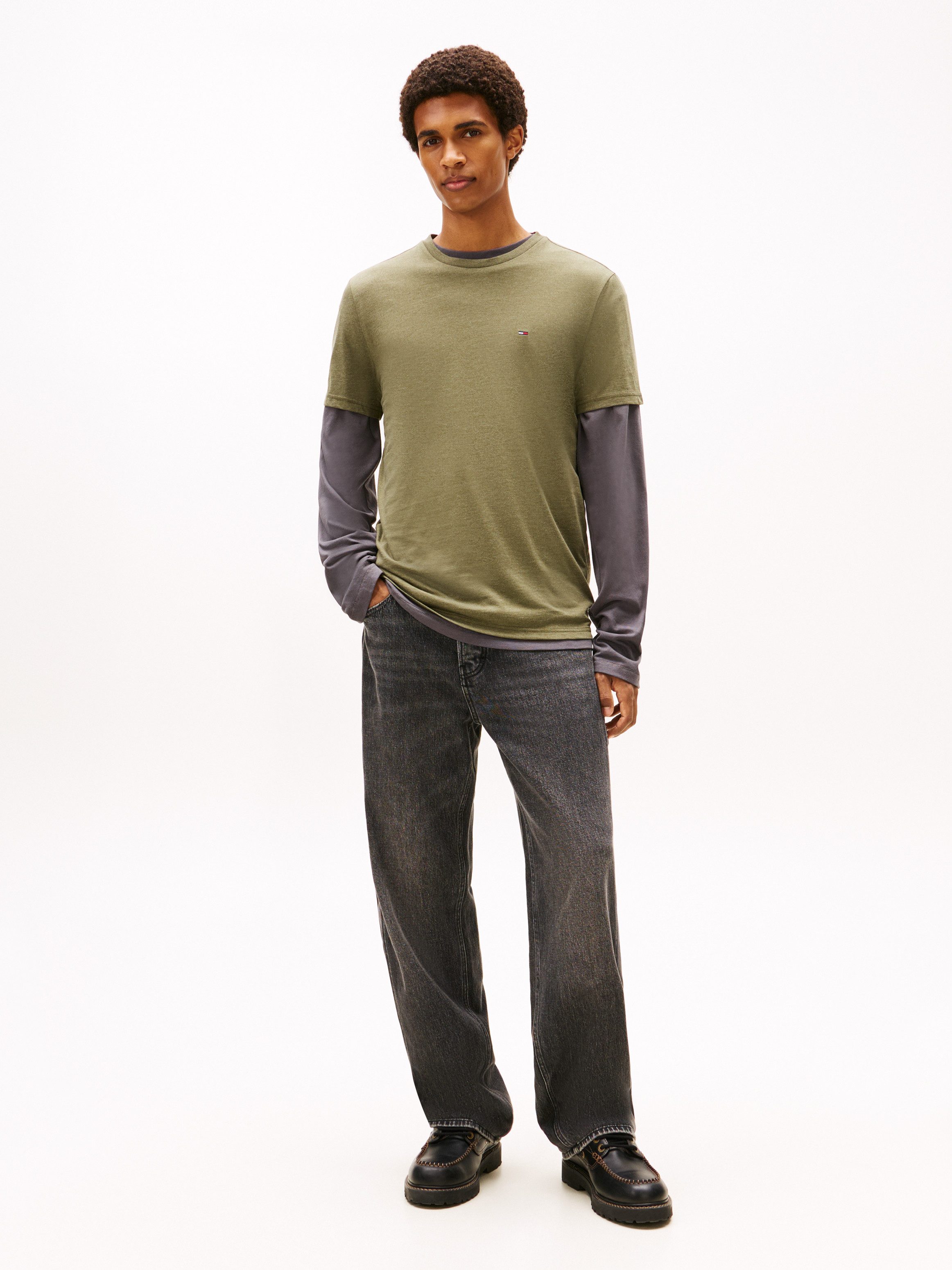 Tommy Jeans T-Shirt TJM XSLIM JASPE HTR TEE EXT Mit Rundhalsausschnitt