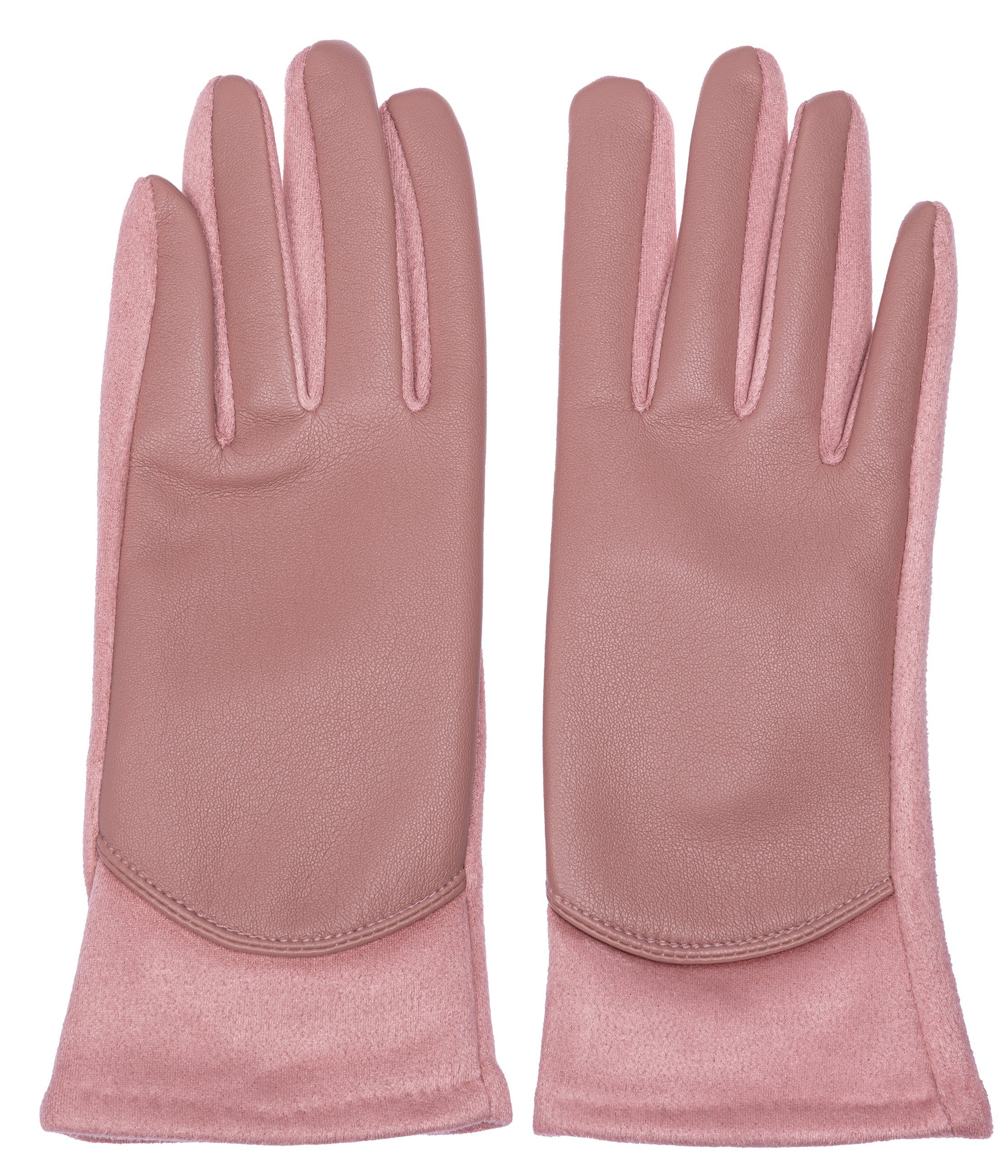 Damen Caspar GLV016 uni rosa klassisch elegante Strickhandschuhe Handschuhe