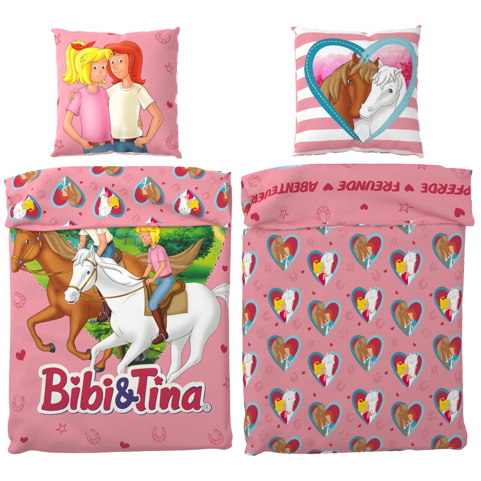 BERONAGE Kinderbettwäsche Bibi und Tina Herz Bettwäsche Linon / Renforcé, B günstig online kaufen