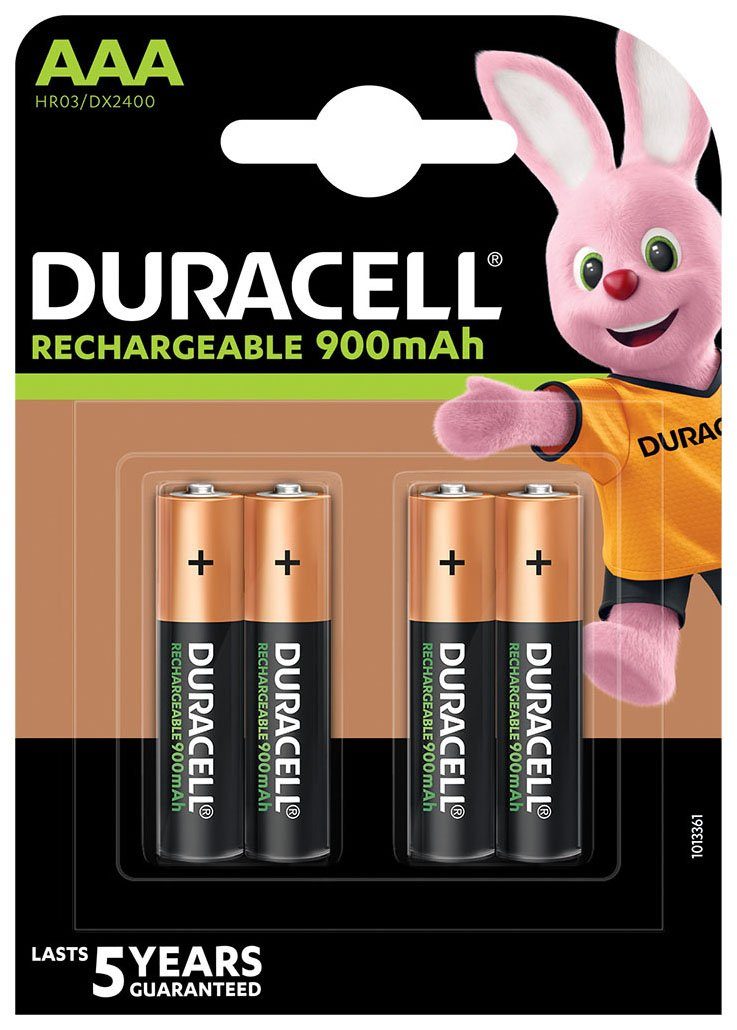 (4 Rechargeable St) Duracell 4er Batterie, Pack 900mAh AAA