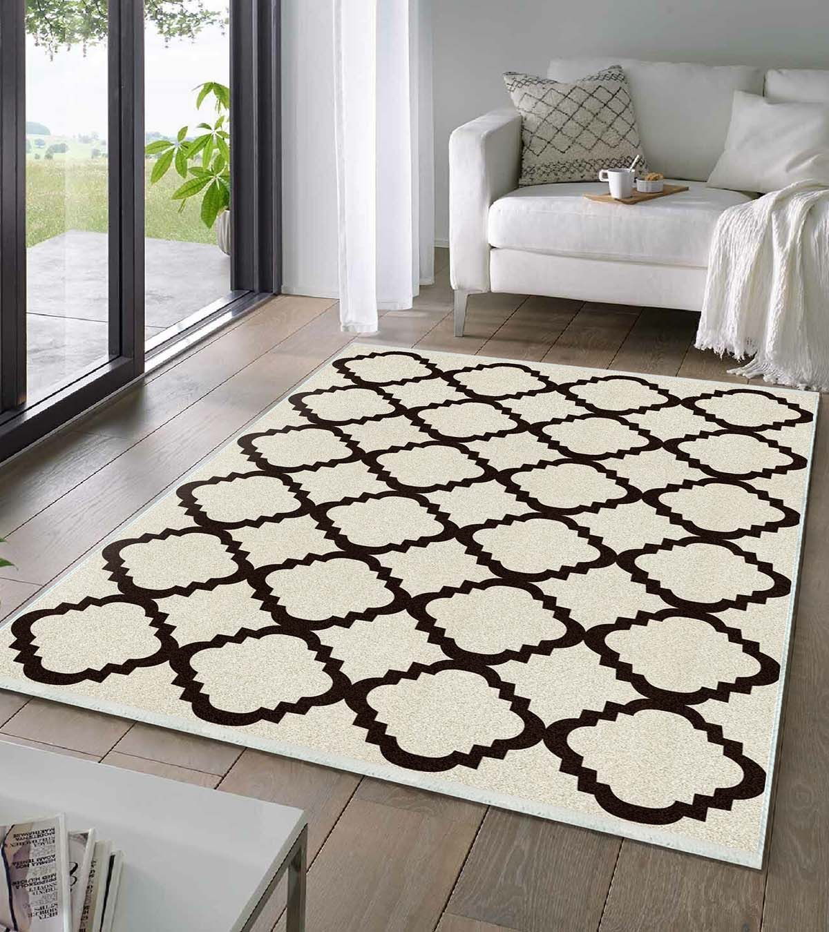 Jungengel Teppich Moderner Teppich mit geometrischem Muster – Creme Schwarz günstig online kaufen