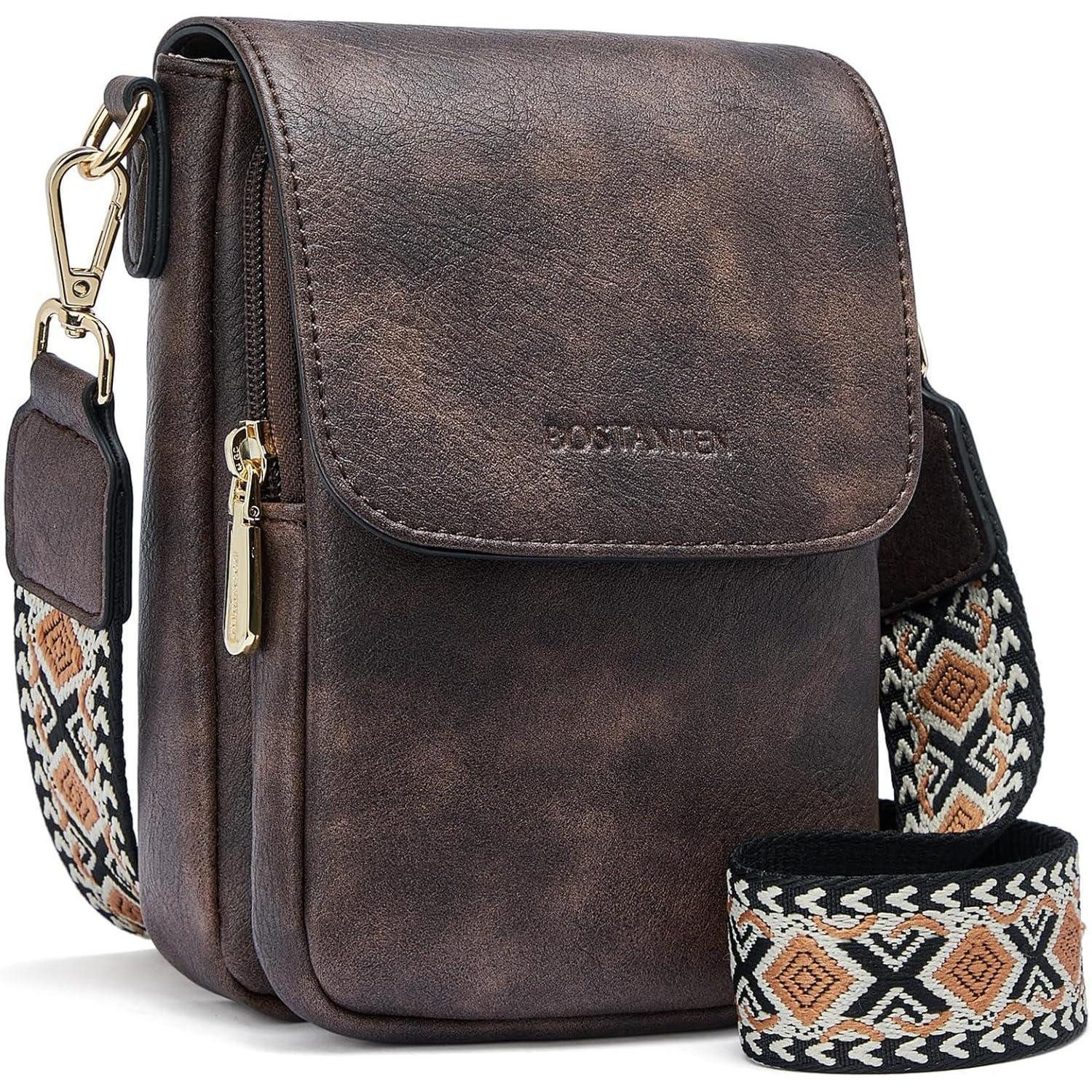 LuxusKollektion Handytasche Umhängetasche Damen Leder Handytasche Kartenfächer Kaffeefarbe-3344