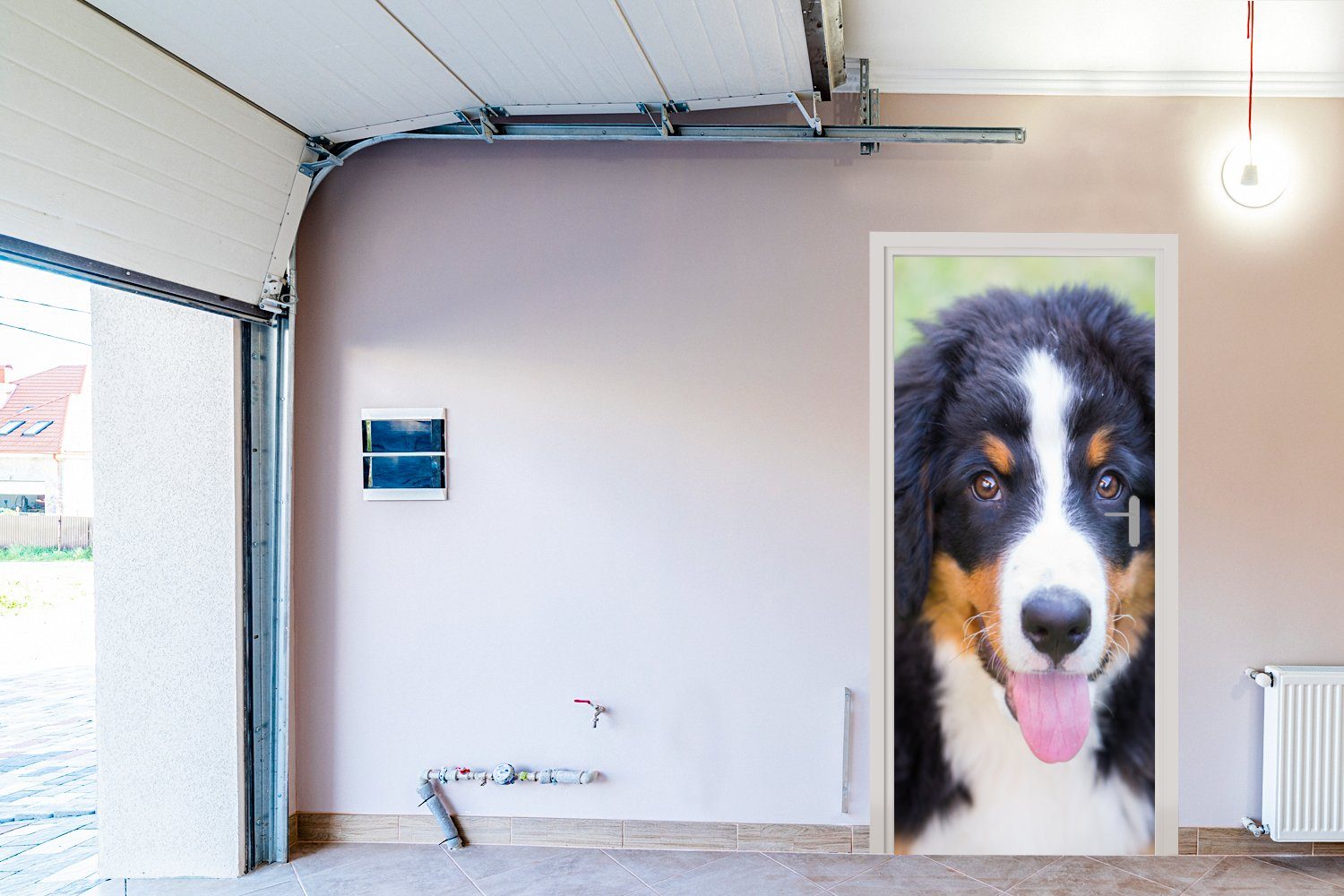 MuchoWow Türtapete Berner Sennenhund Tür, für Fototapete auf 75x205 bedruckt, der Türaufkleber, grünen cm Matt, Wiese, St), (1