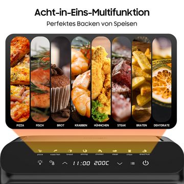 Aoucheni Heißluftfritteuse AGT10001A Grill & Heißluftfritteuse XXL Airfryer, 8 Programme, 10L, 2000,00 W, Doppelte Heizung Digitales Display, 50℃-230℃, Schwarz