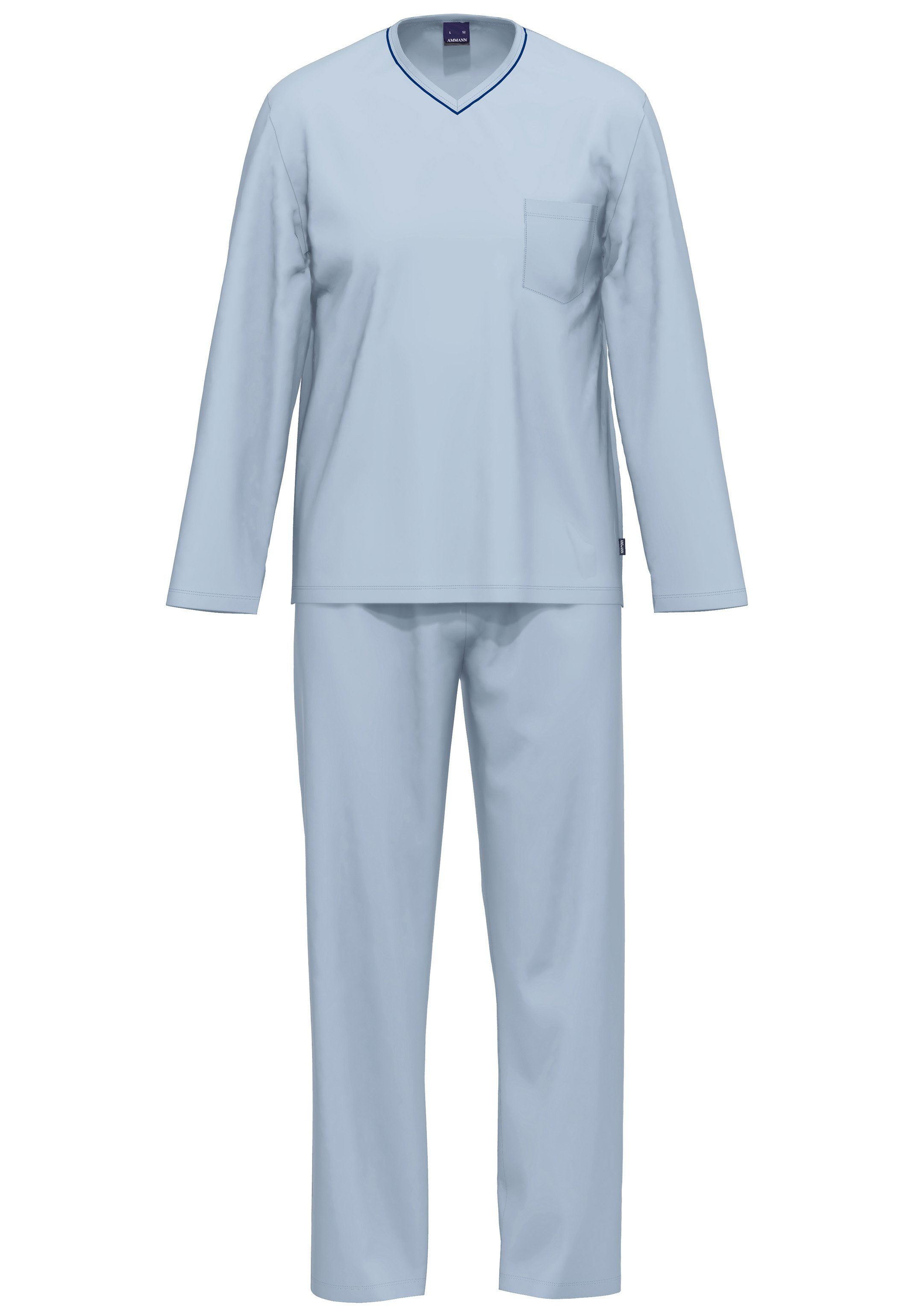 Ammann Ashley tlg) (Set, der Schlafanzug Cotton Haut 2 - Pure Angenehm Pyjama Blue auf Organic Lockere Baumwolle Schnittform, -