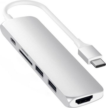 Satechi Type-C Slim Multi-Port V2 Adapter zu HDMI, MicroSD-Card, SD-Card, USB 3.0, USB Typ C, 12 cm